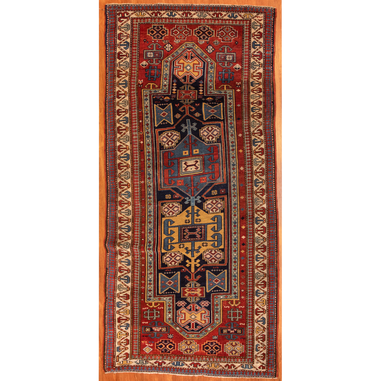 ANTIQUE KAZAK RUG, CAUCASUS, 3.2