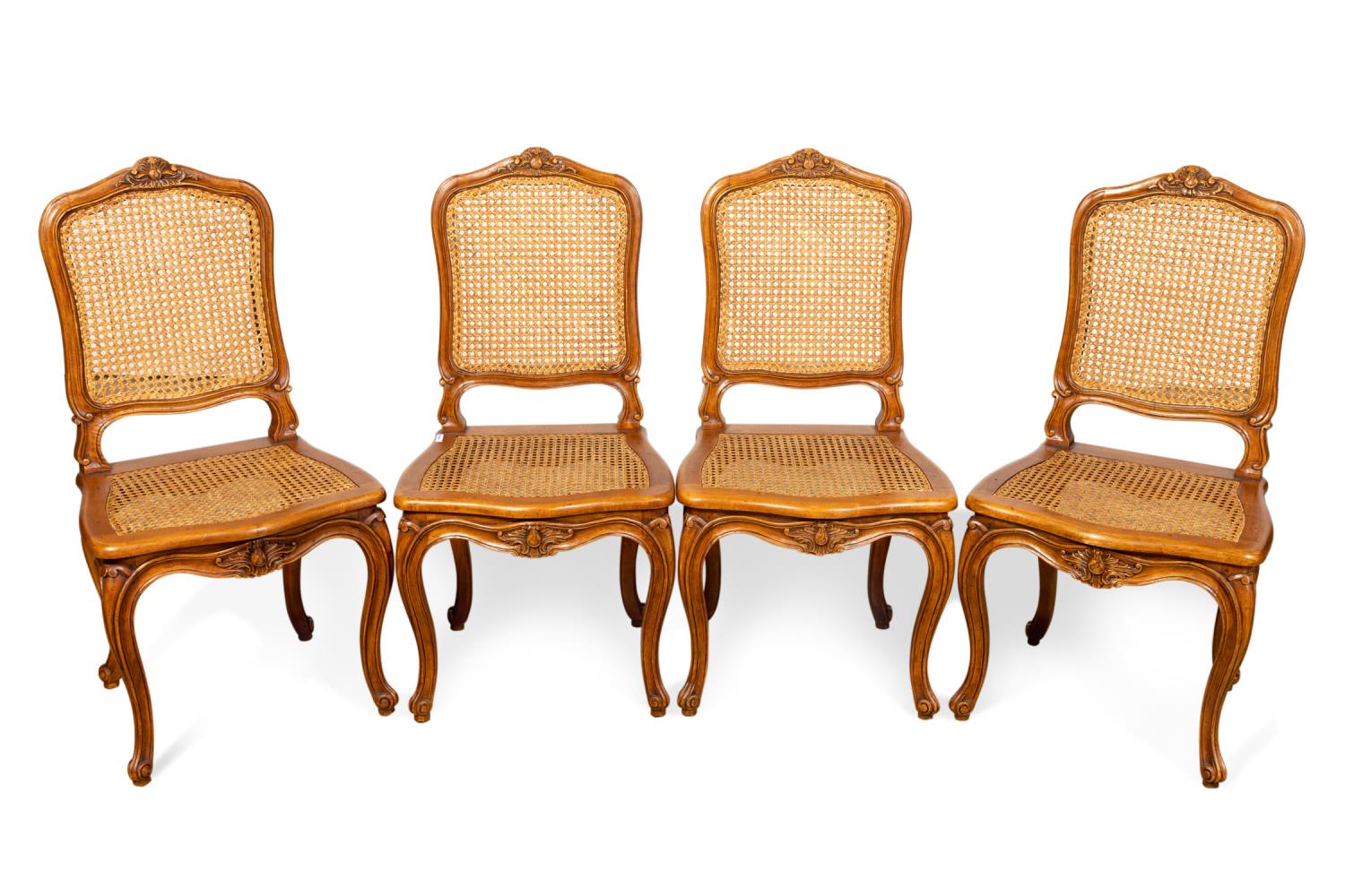 FOUR LOUIS XV STYLE CANE SIDE CHAIRS 288879