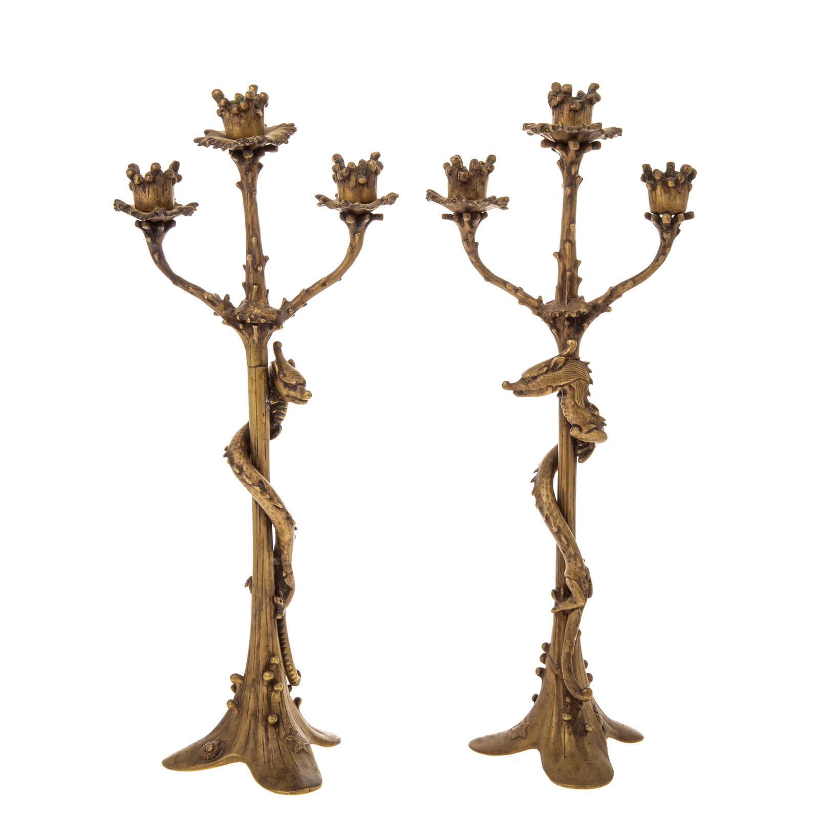 A PAIR OF CHINESE CAST BRONZE THREE 28888a