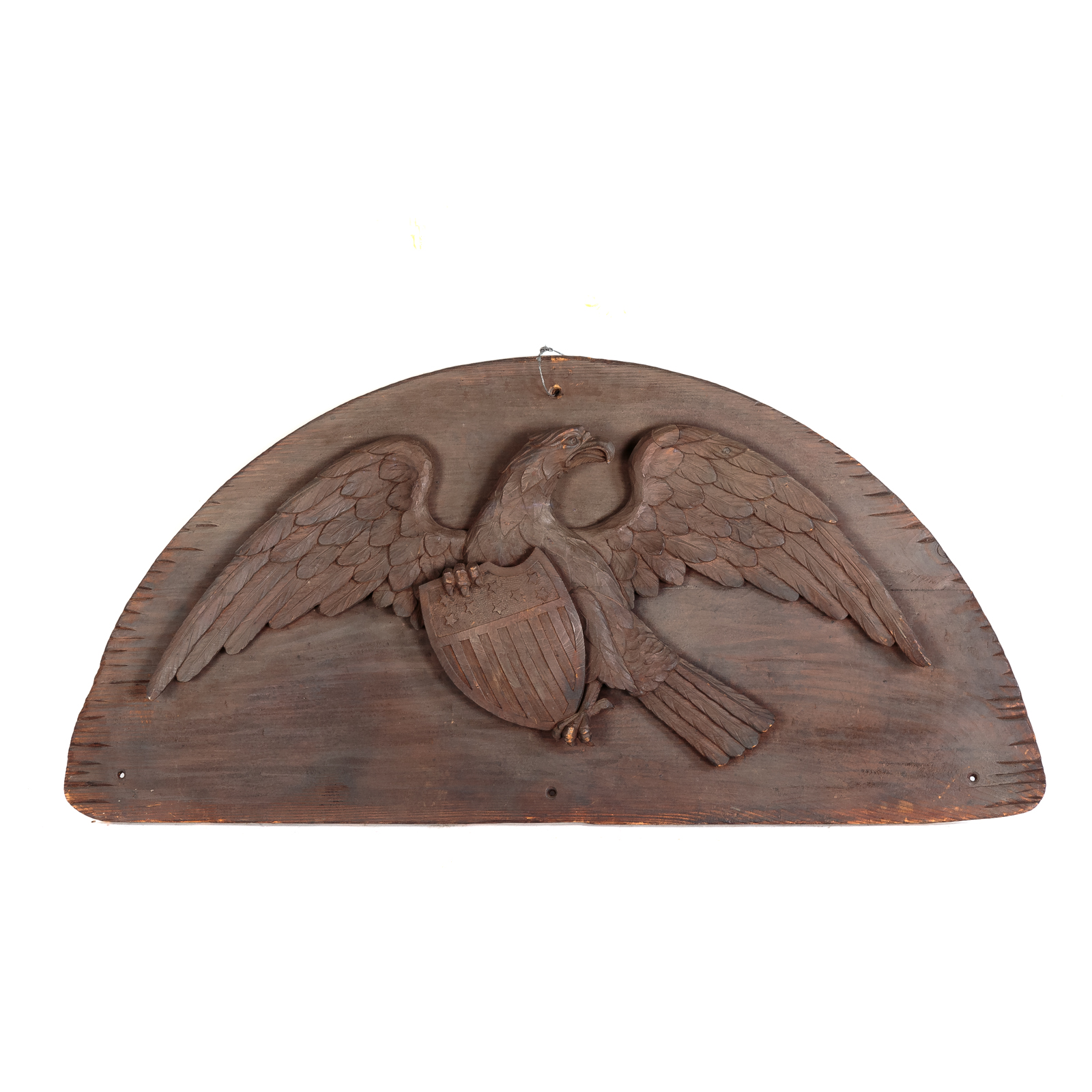 AMERICAN CARVED WOOD EAGLE PLAQUE 2888a1