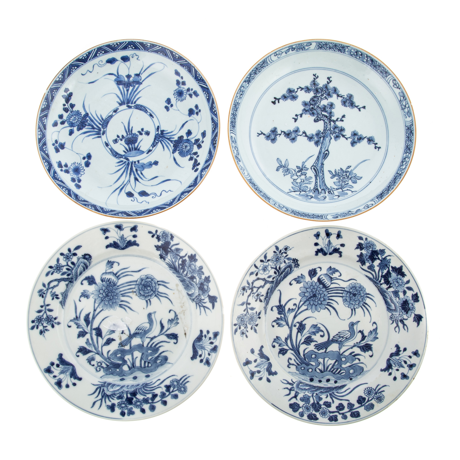 FOUR CHINESE EXPORT BLUE/WHITE