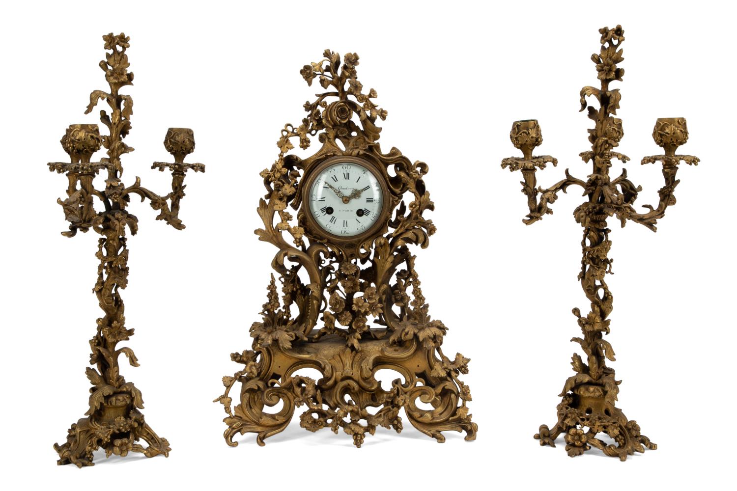 3PC 19TH C LOUIS XV STYLE CLOCK 28889c