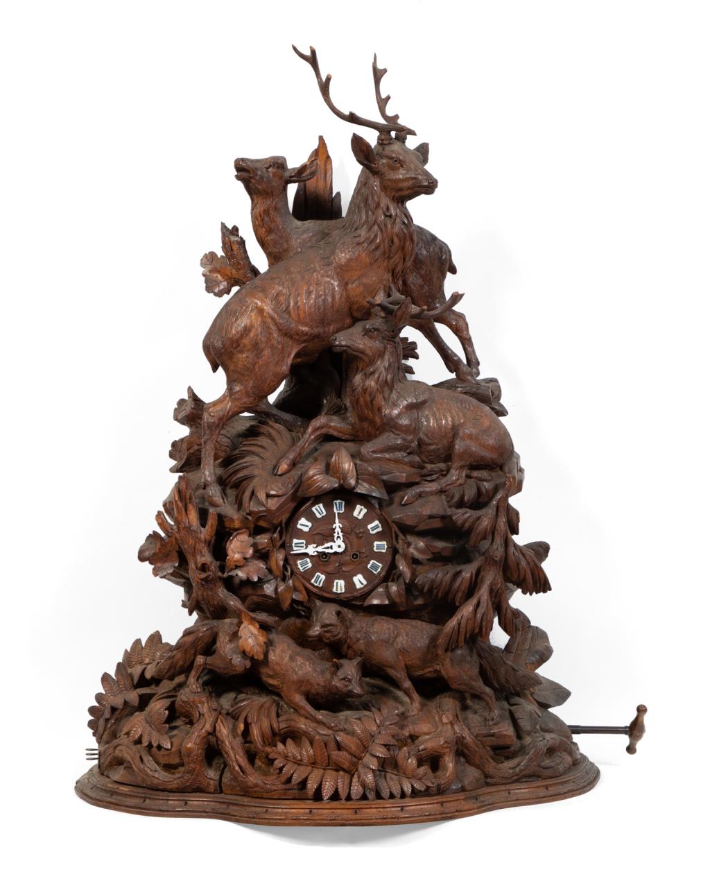 19TH C. LARGE FIGURAL BLACK FOREST CLOCK