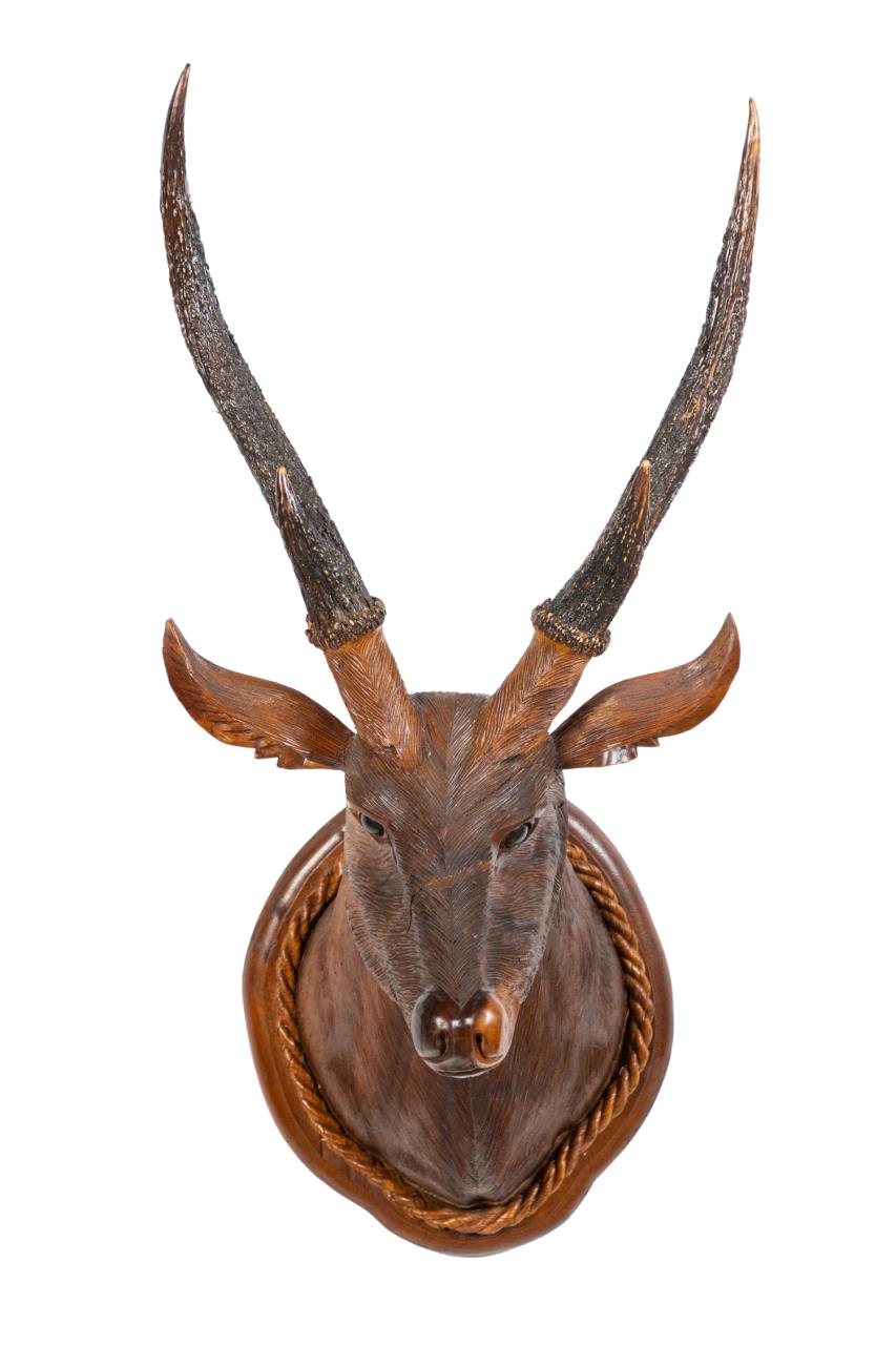 BLACK FOREST STYLE CARVED DEER