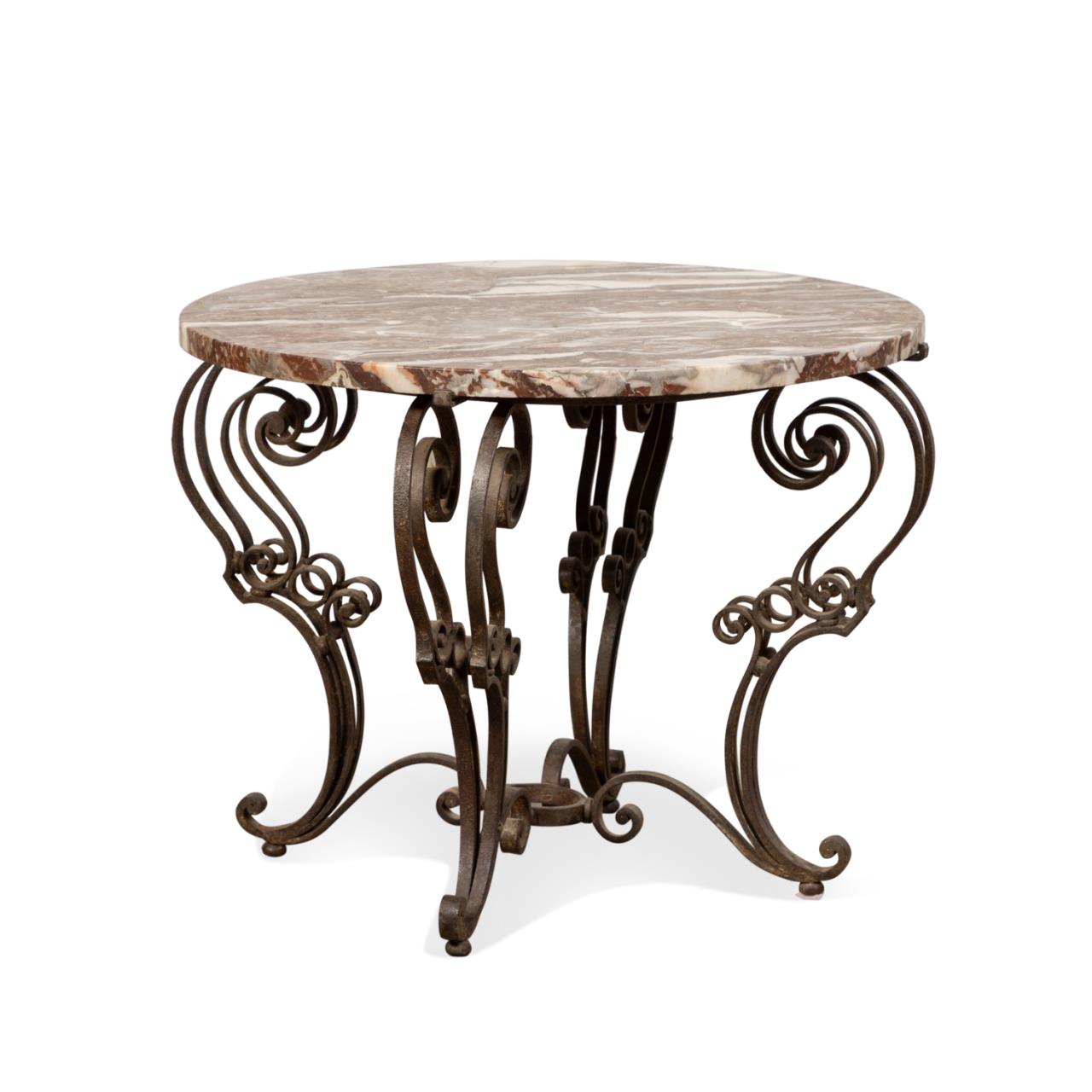 ITALIAN IRON MARBLE TOP ACCENT 28895e