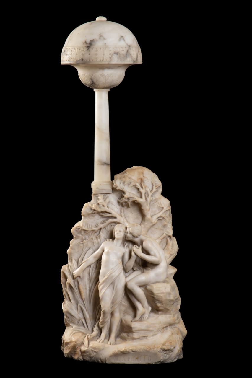 ITALIAN CARVED ALABASTER IL SEGRETO  28897b