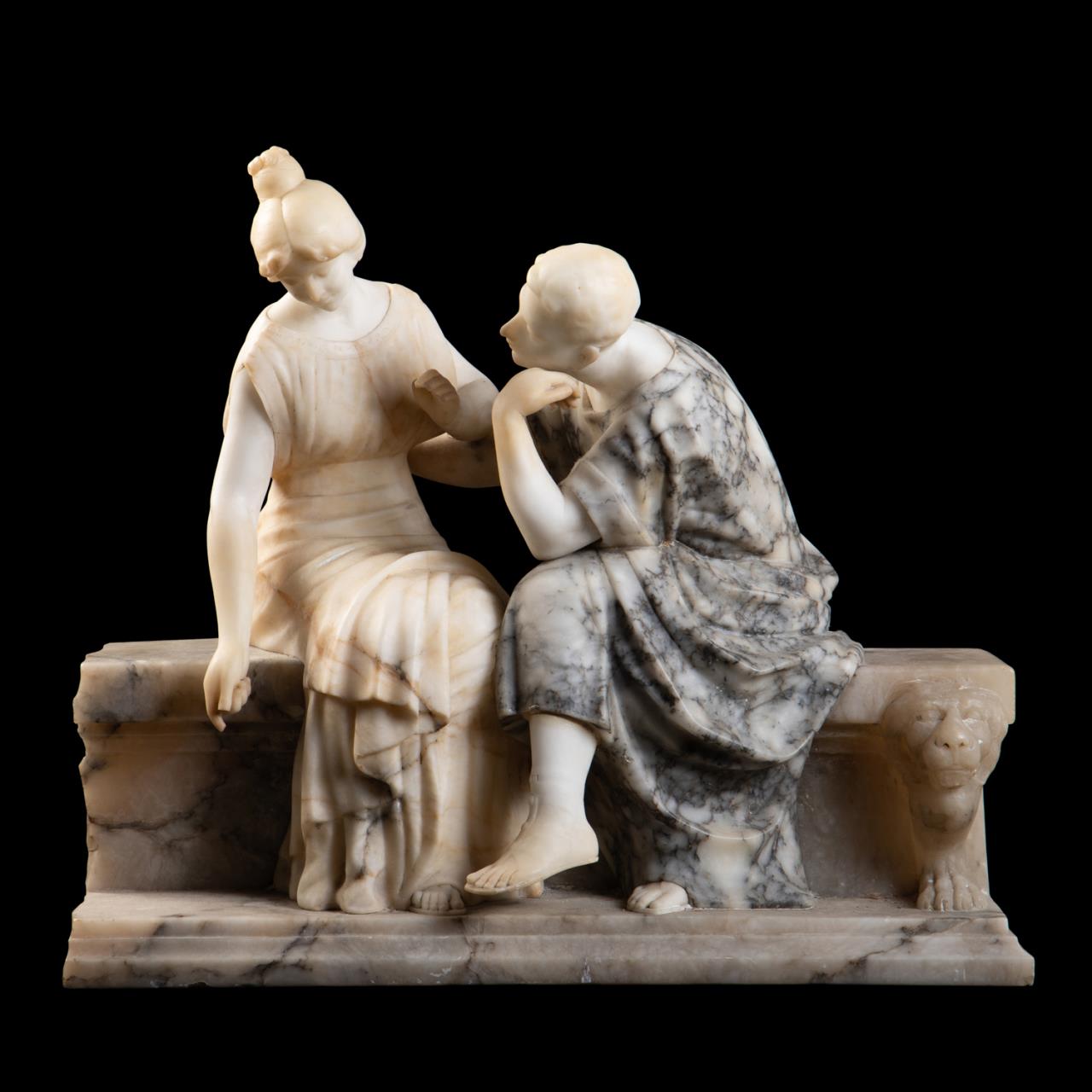 CARVED ALABASTER SCULPTURE OF COURTING 288977