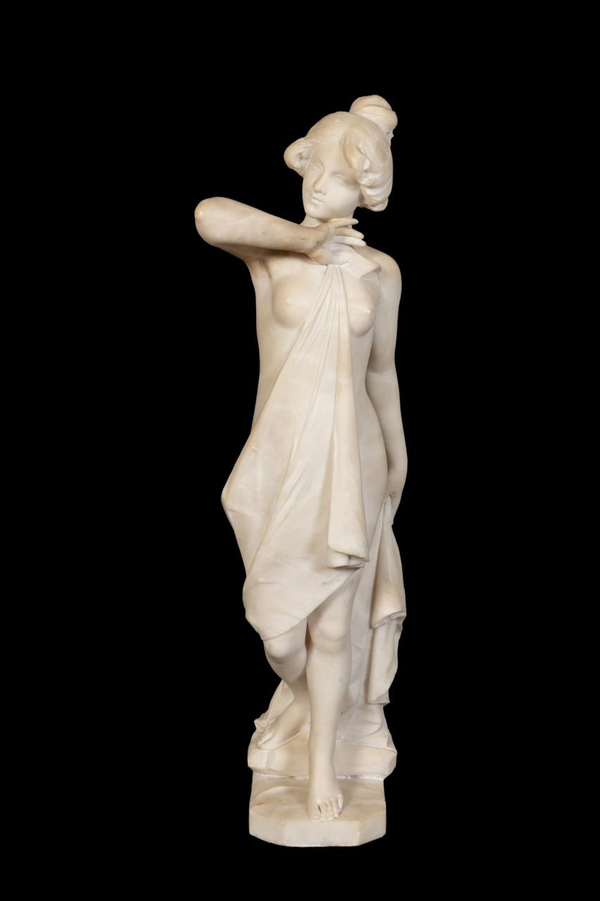 E. BATTIGLIA NUDE MUSE FIGURAL ALABASTER