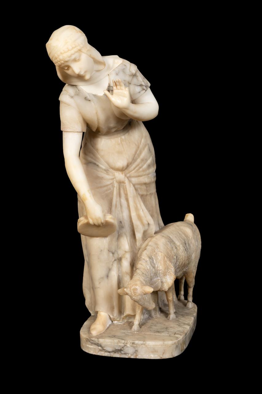 ITALIAN SCHOOL GOAT HERDER ALABASTER 2889a2