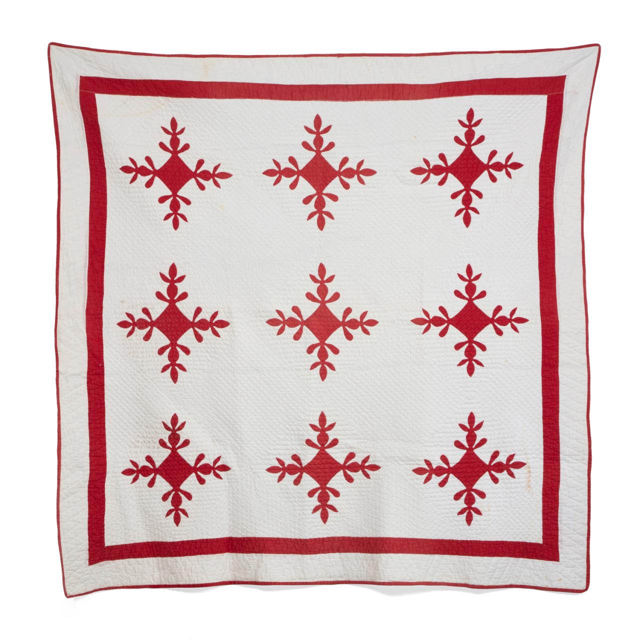 HAND QUILTED RED AND WHITE APPLIQUE 2889b9