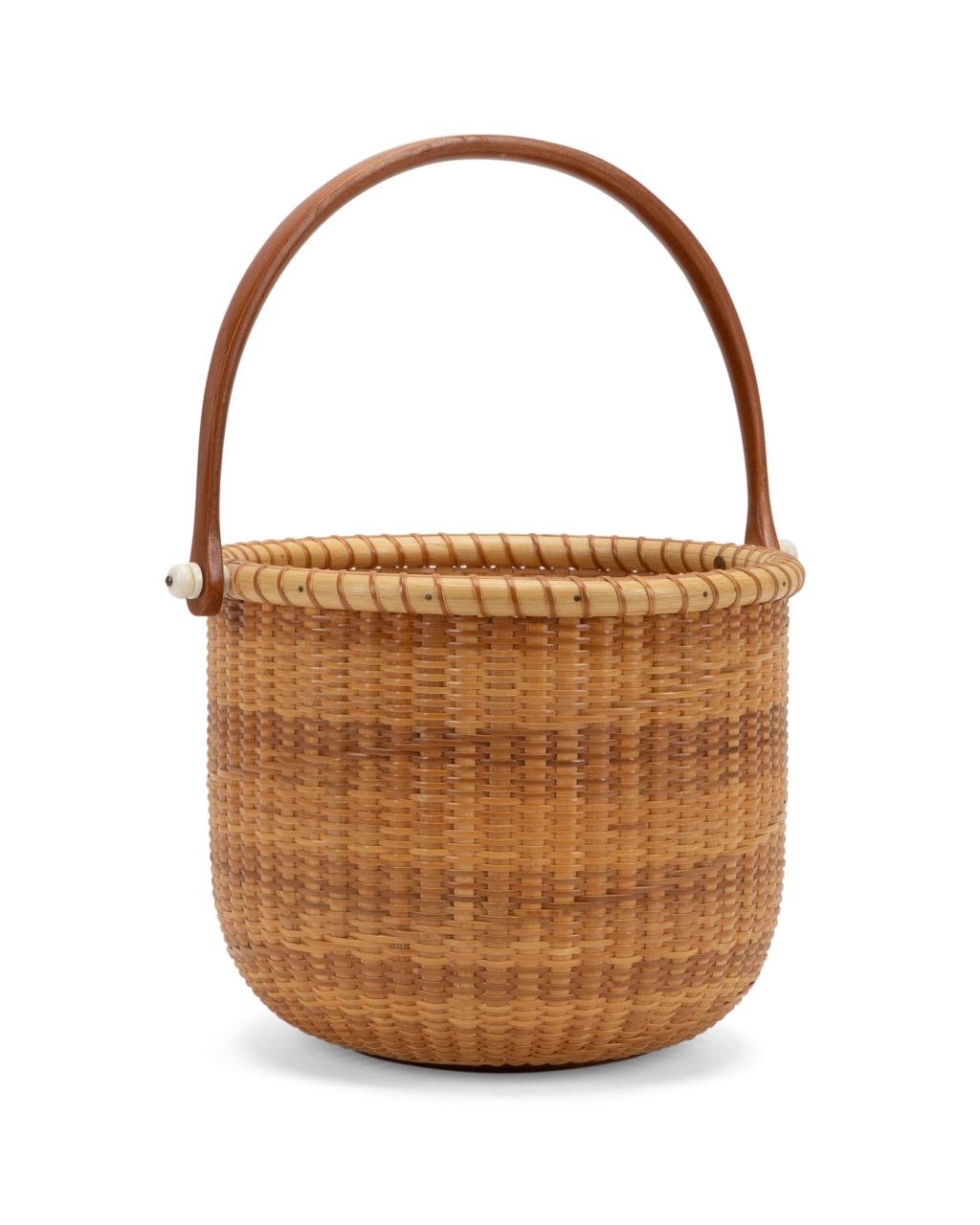 J. TUCKER, ROUND WOVEN NANTUCKET BASKET