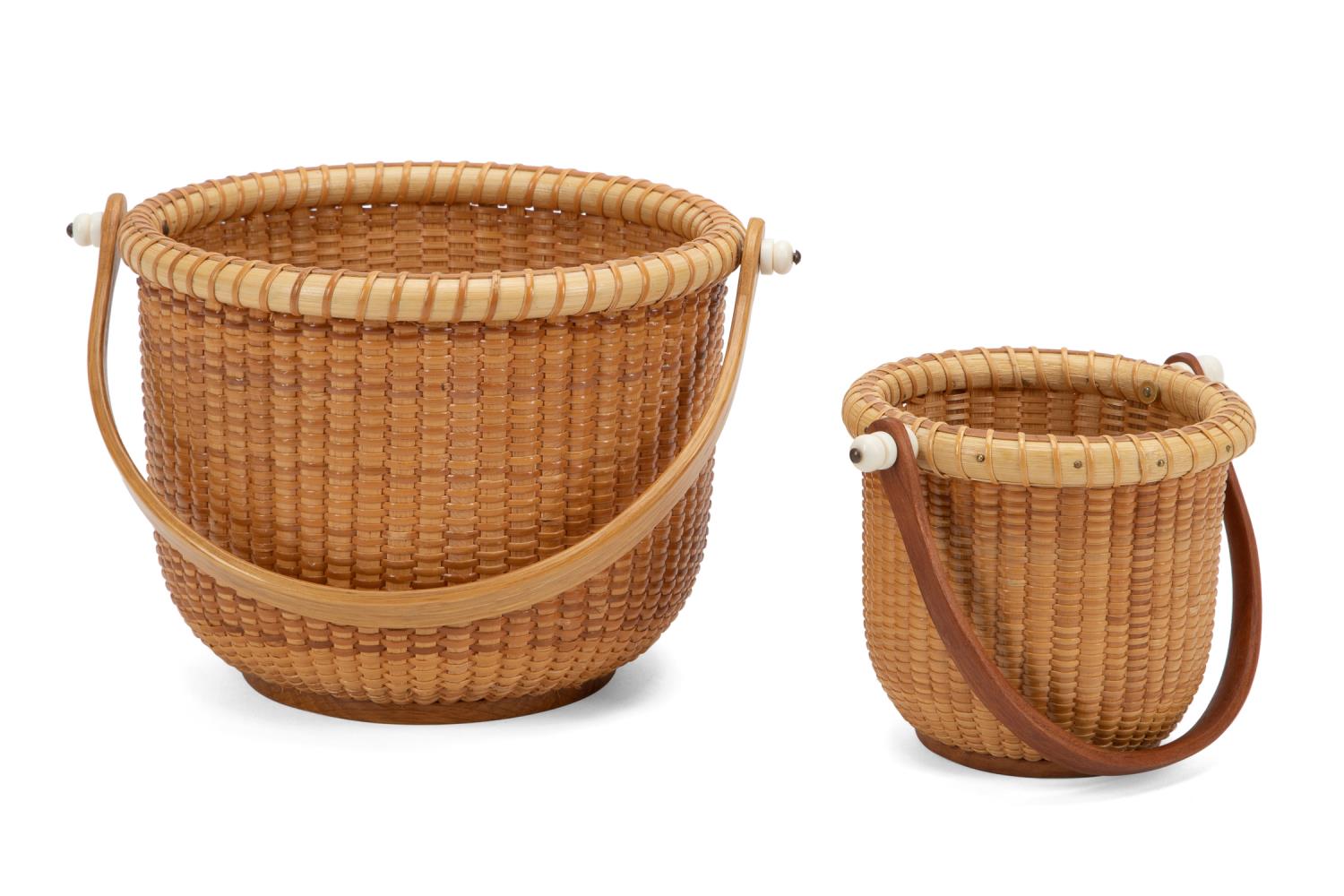 TWO SMALL OPEN ROUND NANTUCKET BASKETS