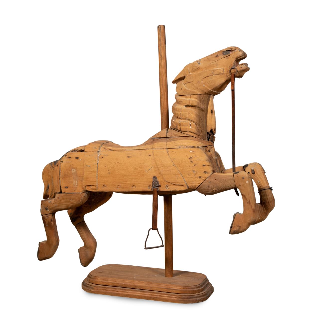DISTRESSED CARVED WOODEN CAROUSEL 2889db