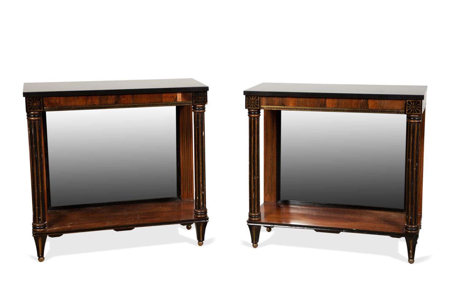 PAIR REGENCY BRASS INLAID ROSEWOOD