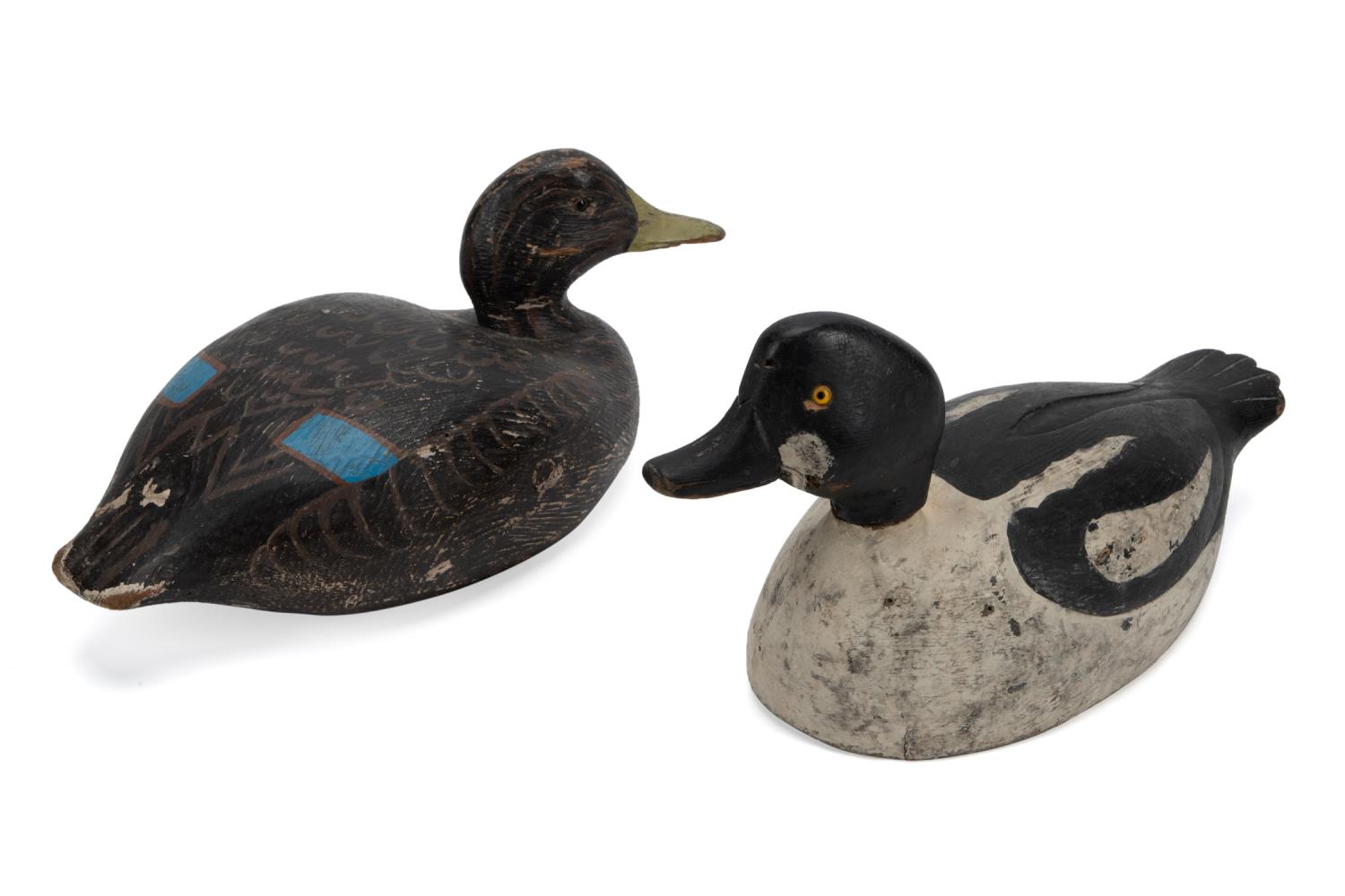 TWO HUNTING DECOYS,  GOLDENEYE DUCK