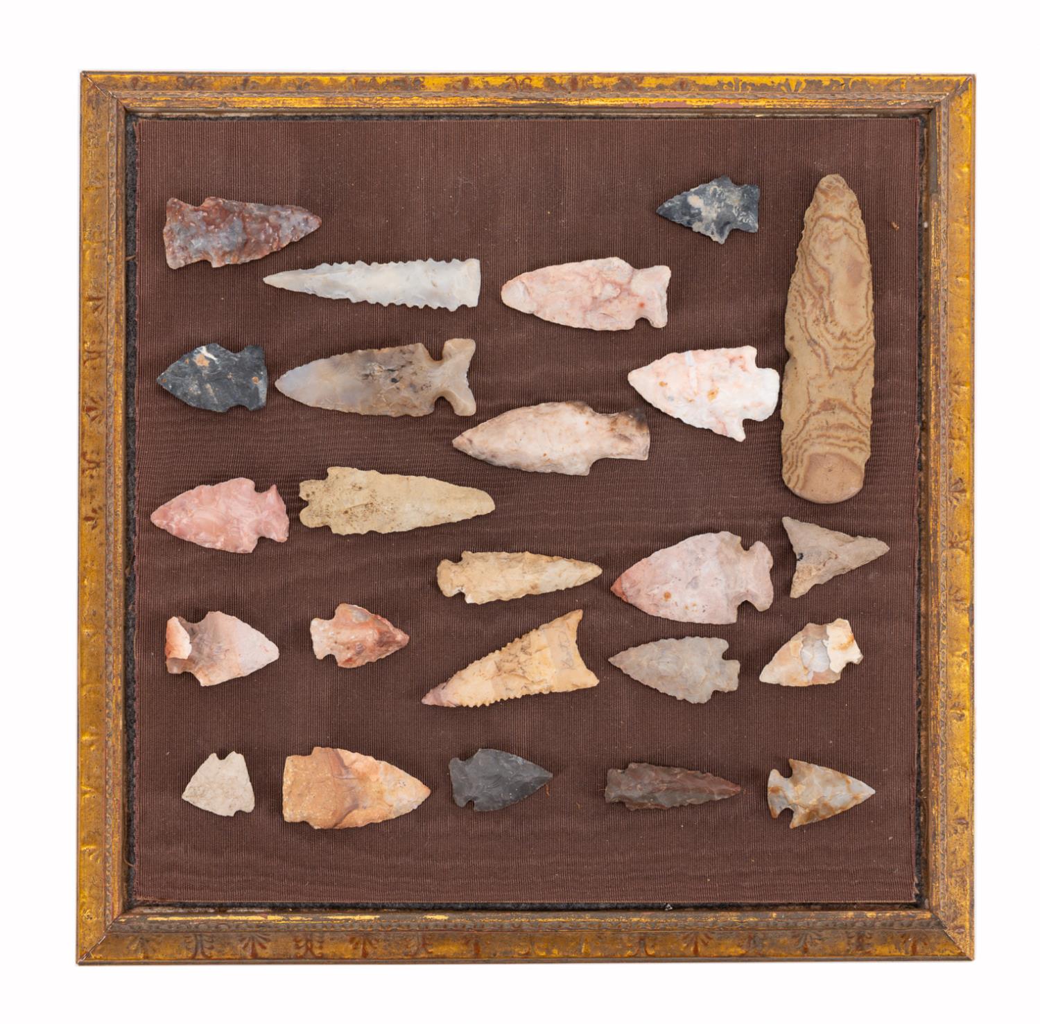SHADOWBOX OF NATIVE AMERICAN STONE 288a89