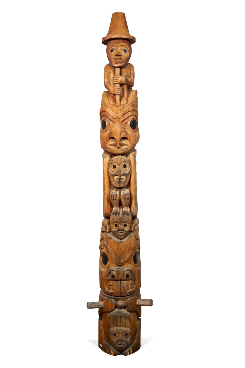 NORTHWEST COAST CARVED WOOD TOTEM POLE