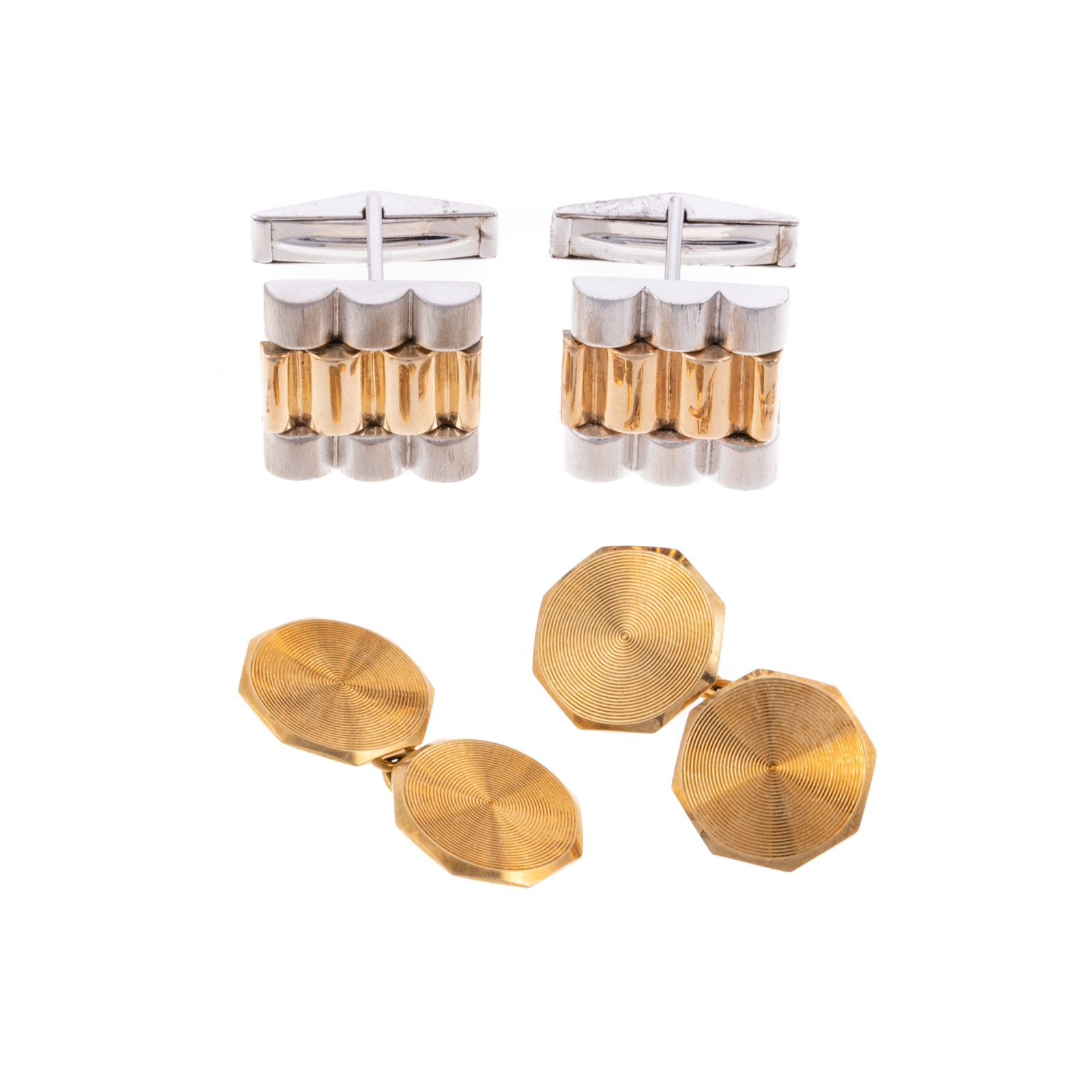 TWO PAIRS OF CUFFLINKS IN 18K,