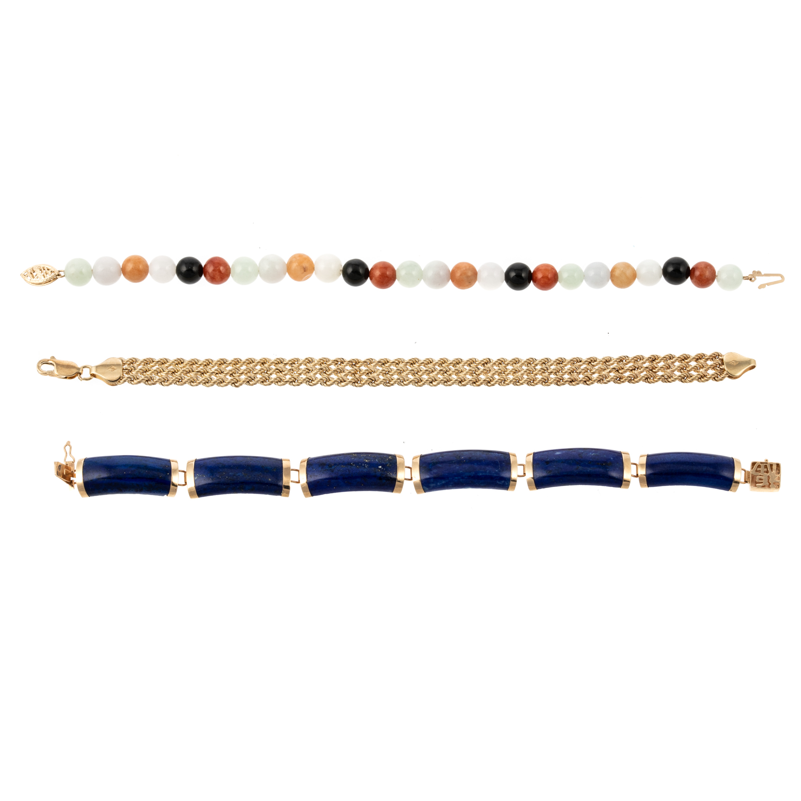 A TRIO OF BRACELETS IN LAPIS JADE 288cc8