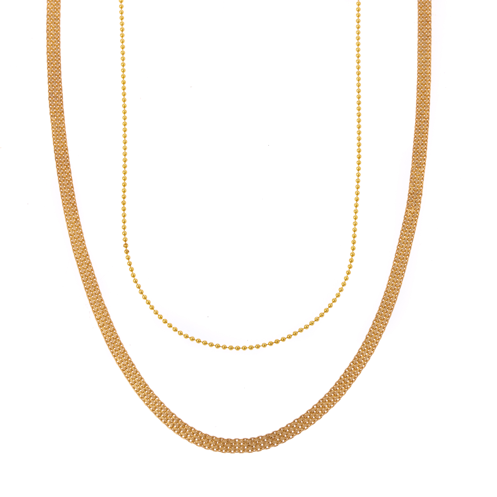 A BEAD-LINK NECKLACE & MESH-LINK