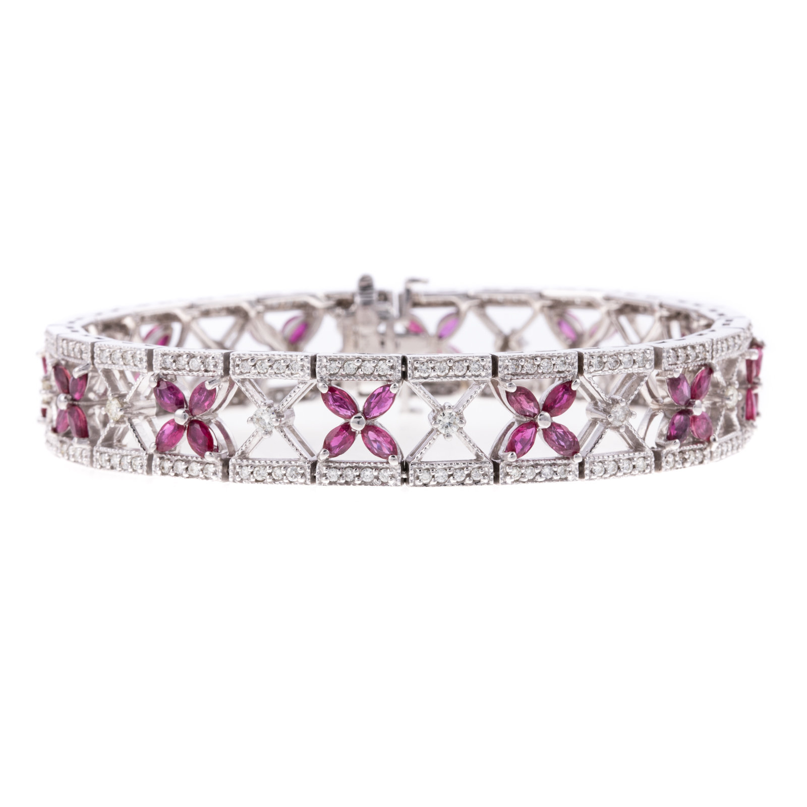 A FLORAL RUBY DIAMOND LINK BRACELET 288cda