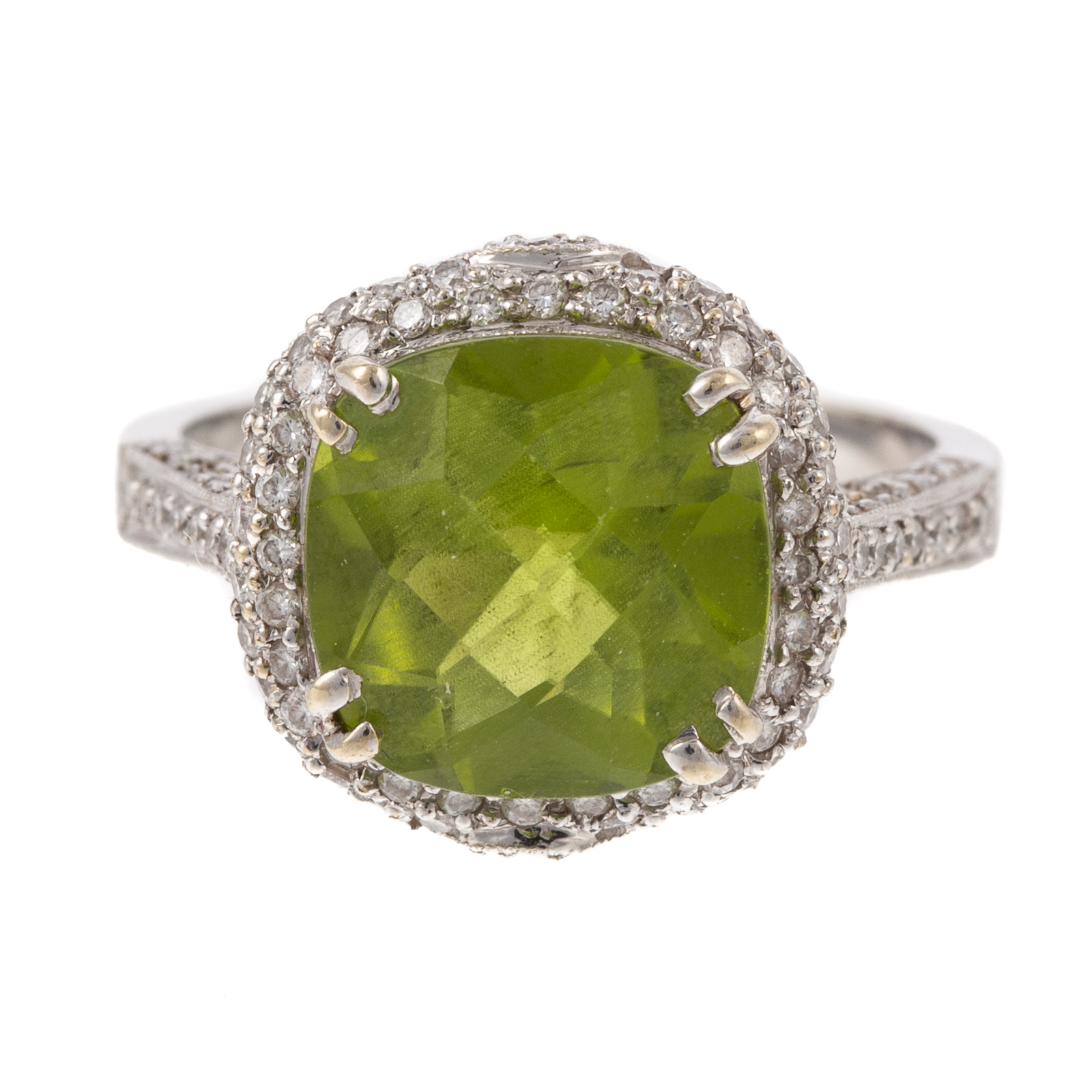 AN 18K WHITE GOLD PERIDOT DIAMOND 288d1c