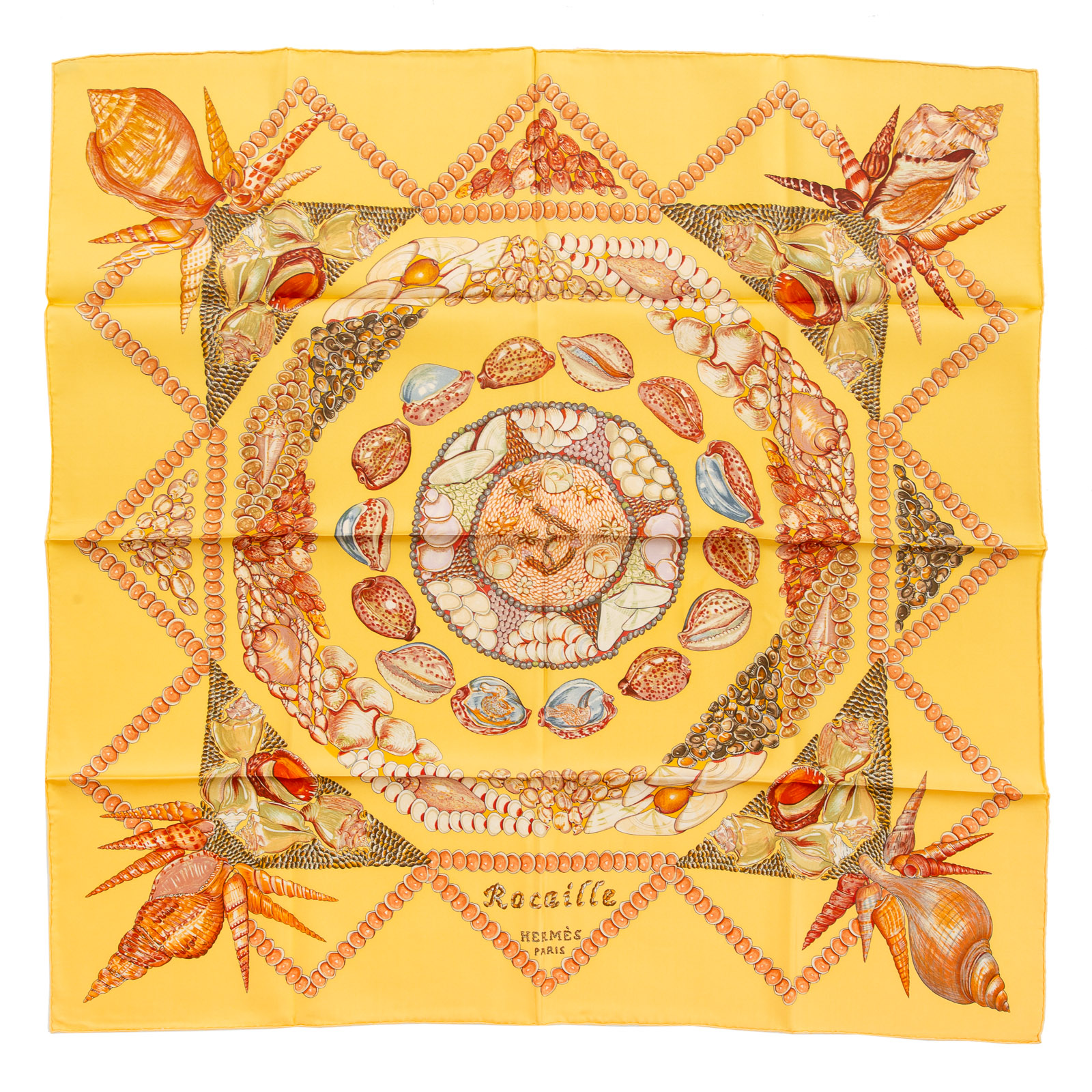 AN HERMES ROCAILLE SCARF 90 Yellow 288d5f