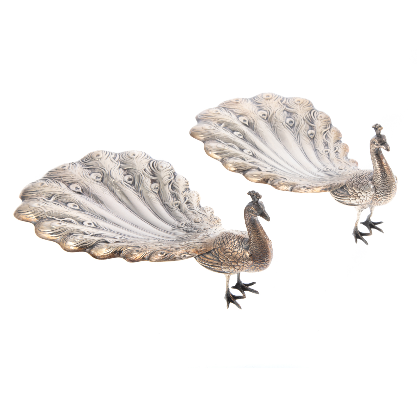 A PAIR OF GORHAM STERLING PEACOCK