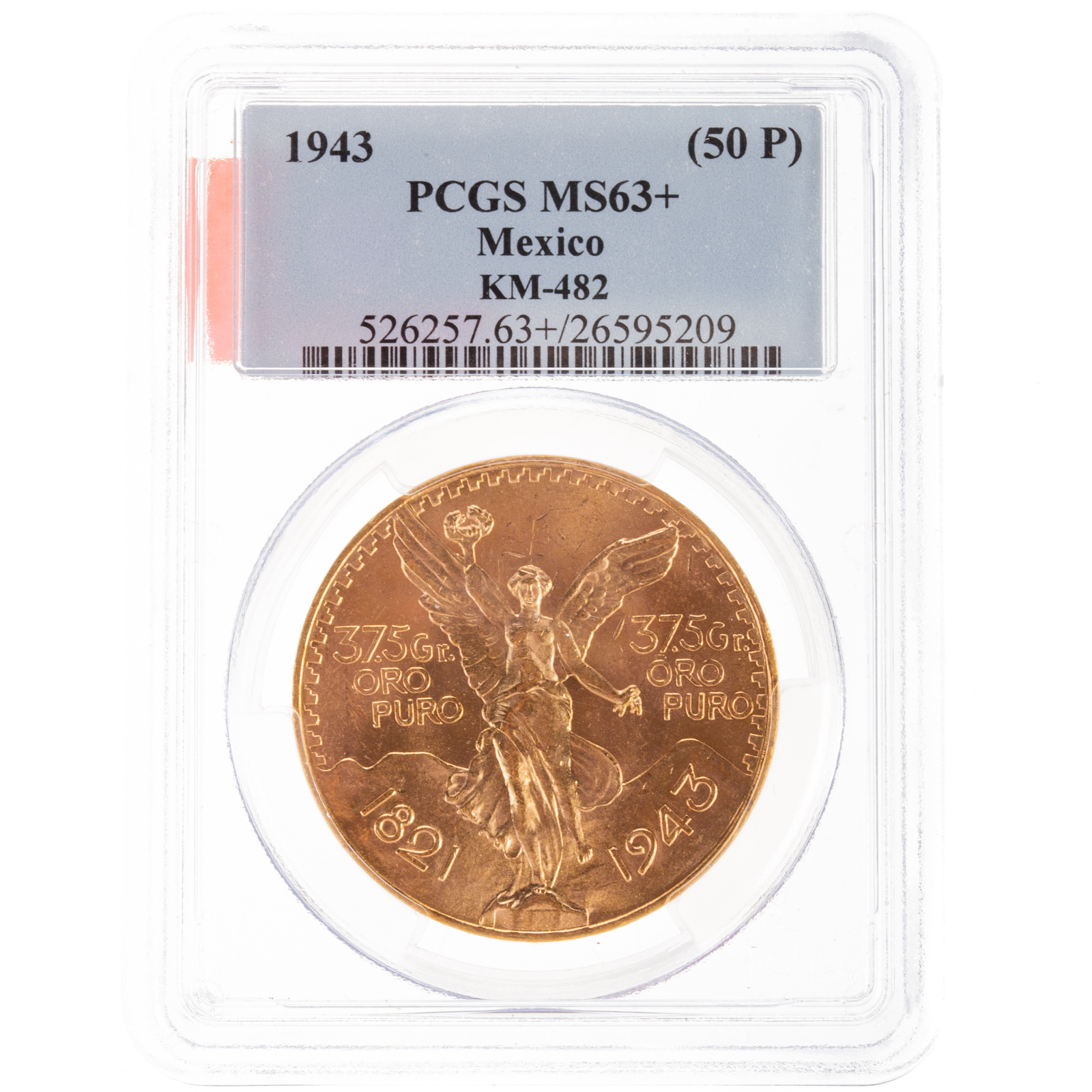 1943 MEXICAN GOLD 50 PESOS PCGS 288e90
