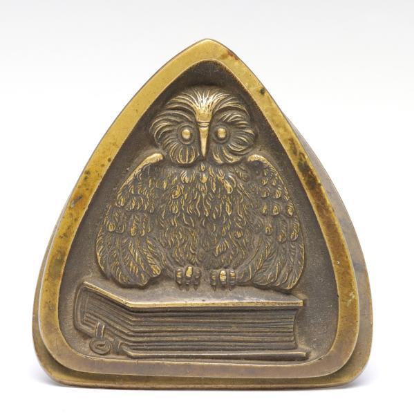 FIGURAL OWL WITH BOOK LETTER CLIP