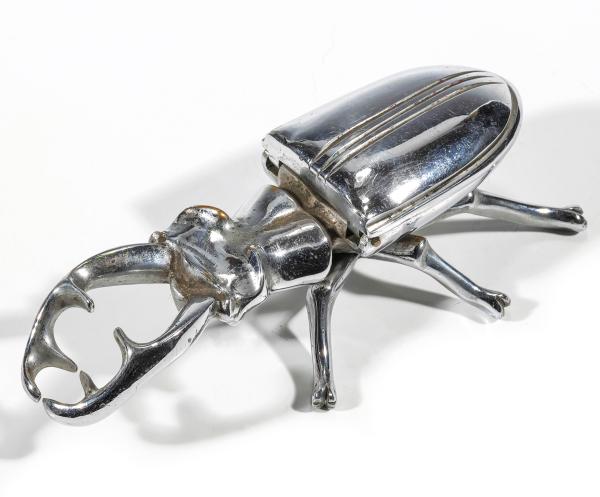 NICKEL PLATED BRASS STAG BEETLE MATCH