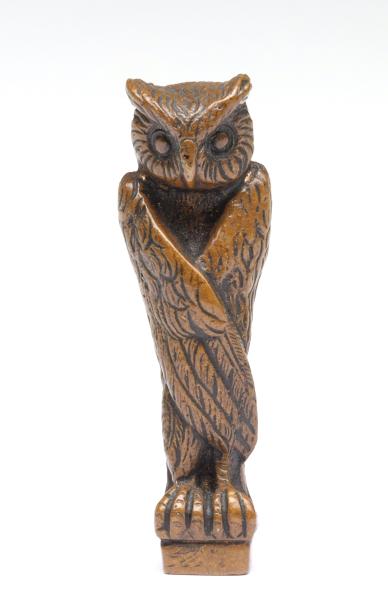 BRONZE OWL WITH FOLDED WINGS WAX 289099