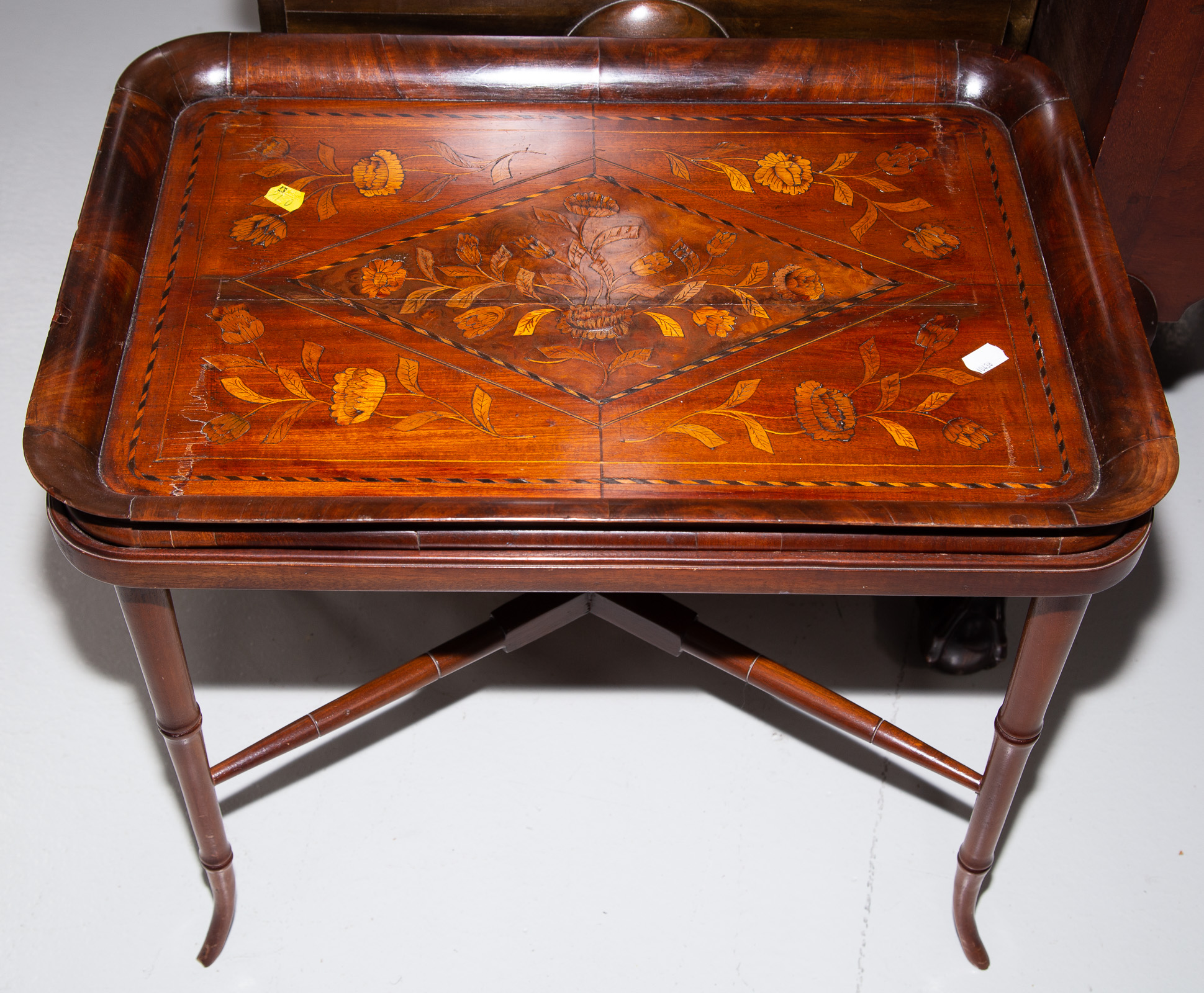 DUTCH MARQUETRY INLAID TRAY TABLE