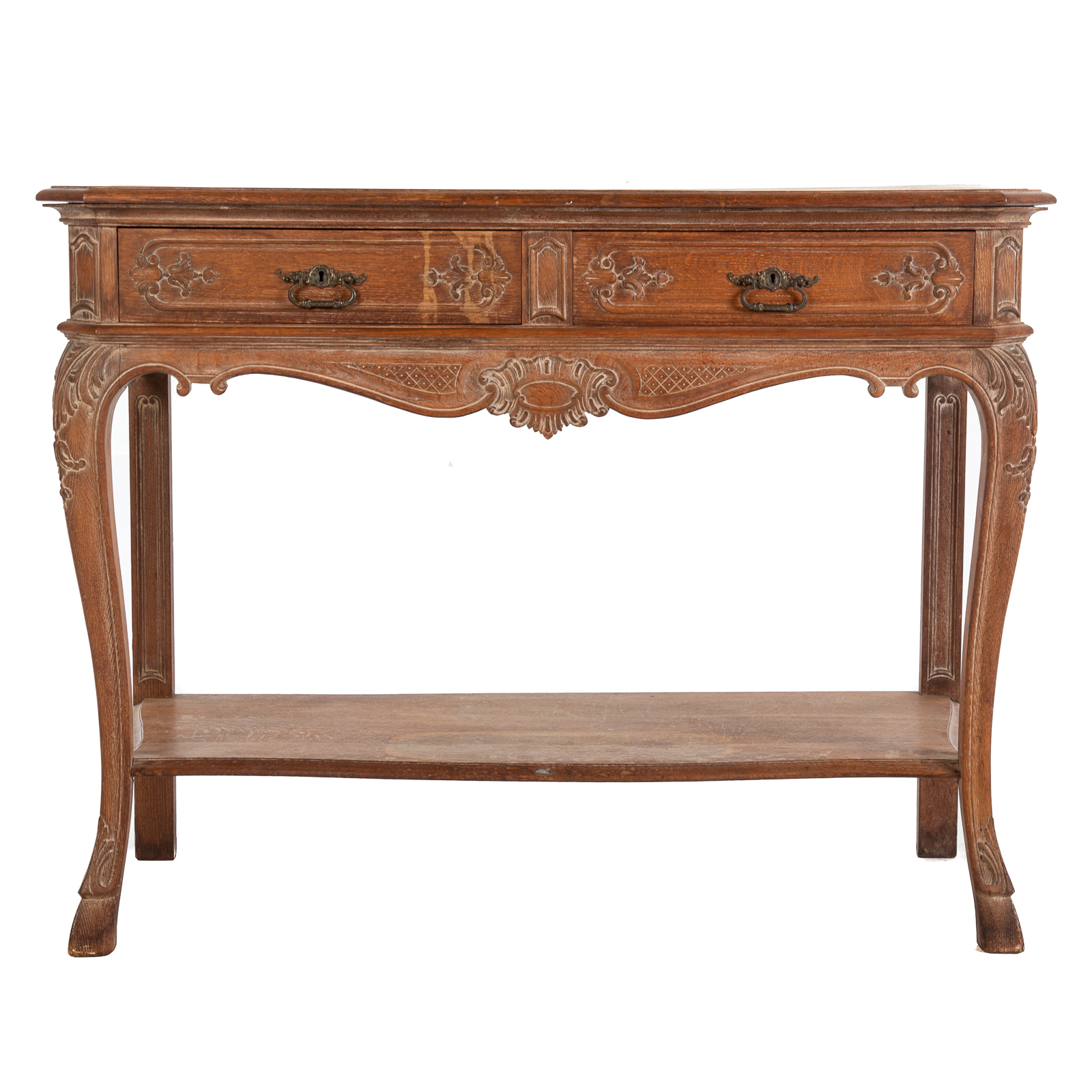 FRENCH OAK TWO DRAWER CONSOLE TABLE 2872ca