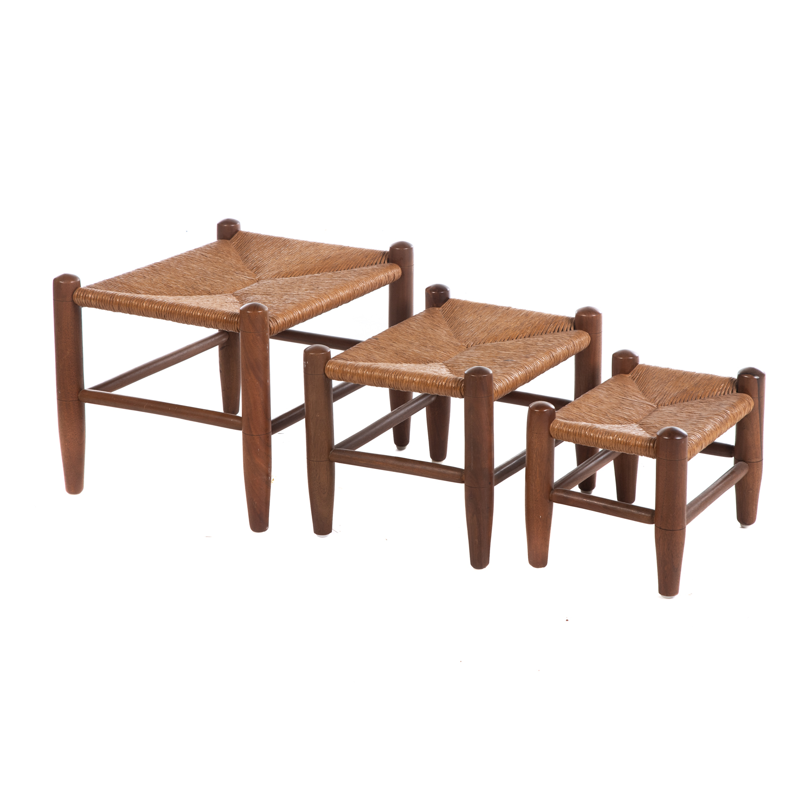 SET OF THREE RUSH SEAT NESTING 2872f3