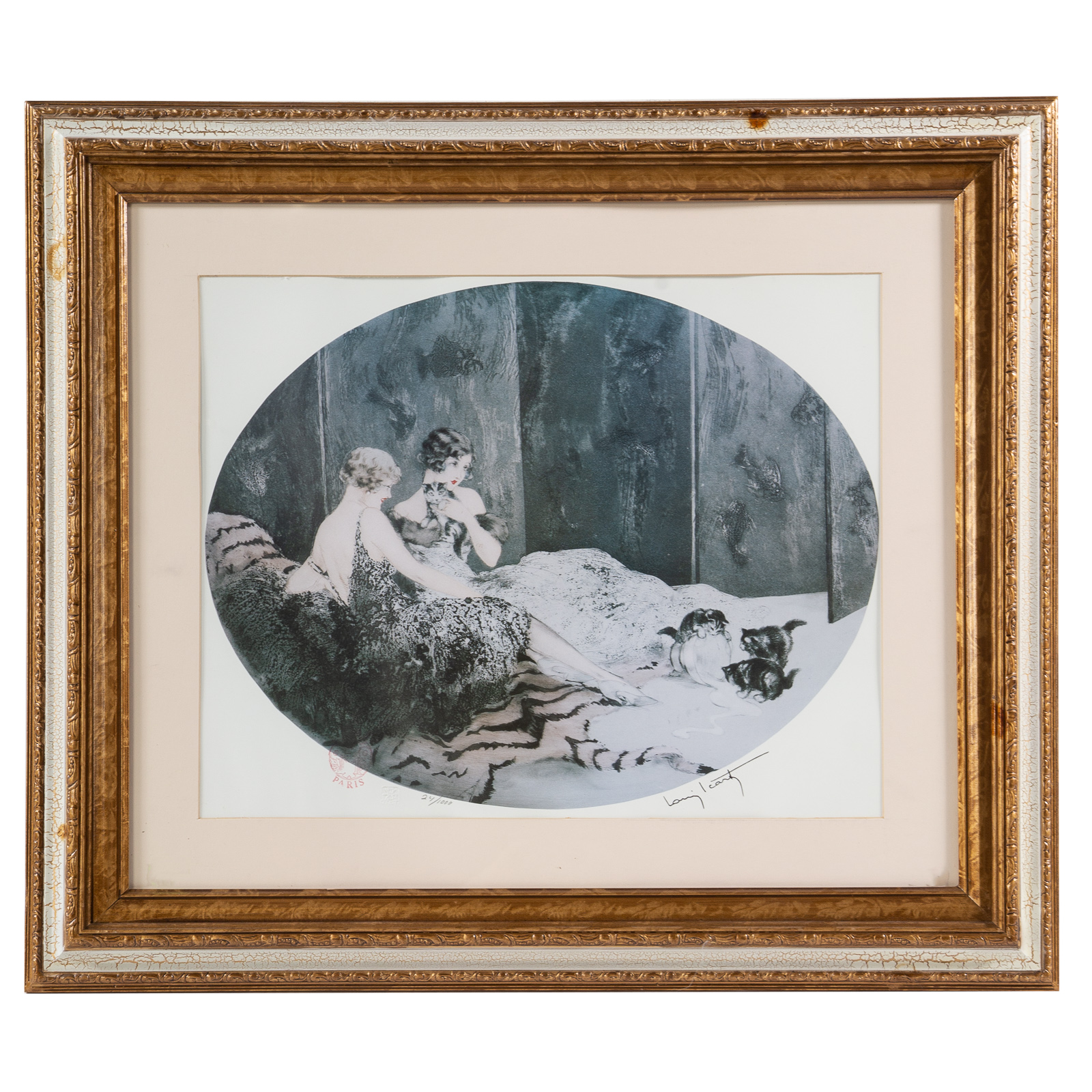 LOUIS ICART WOMEN WITH KITTENS  2873e6