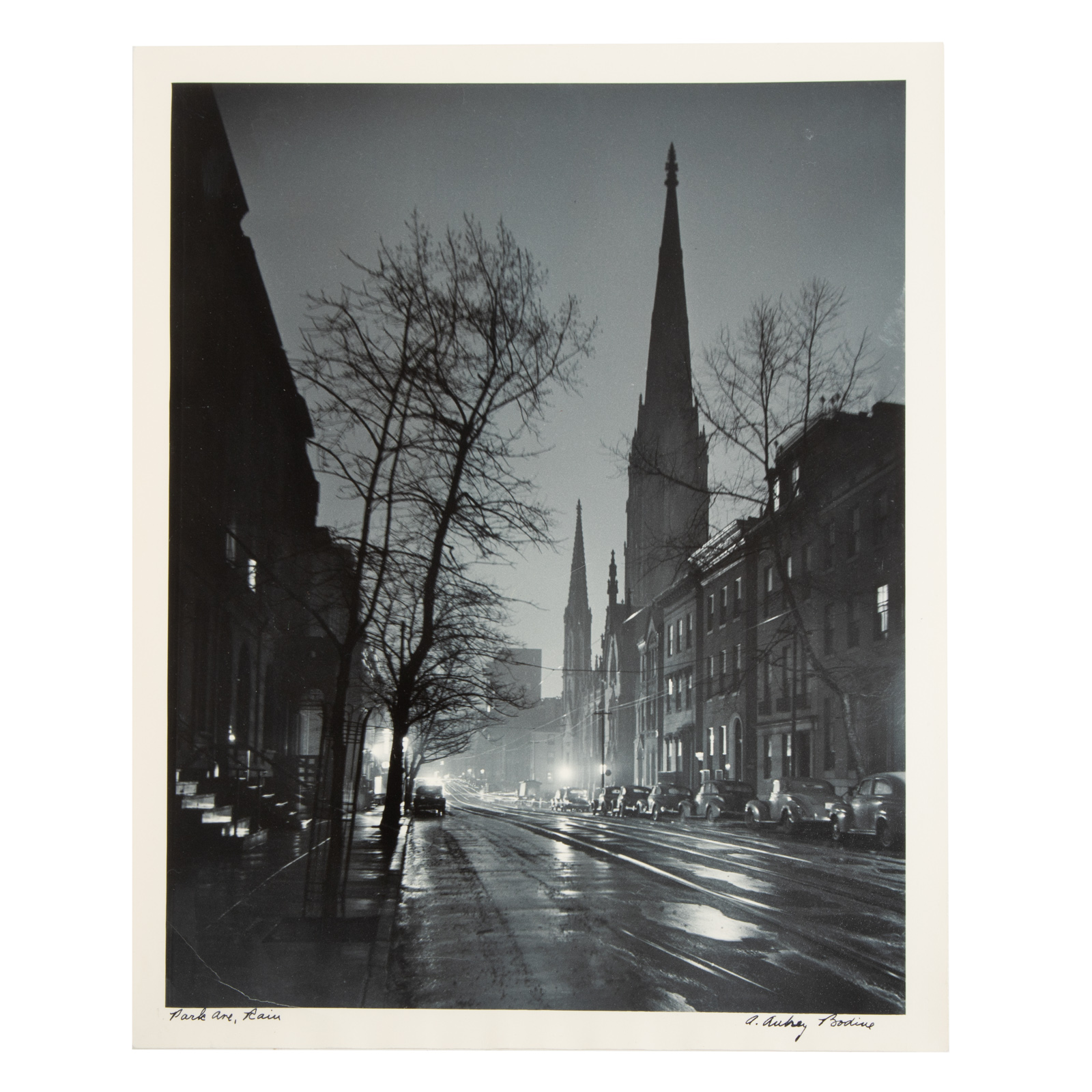 A. AUBREY BODINE. "PARK AVE., RAIN,"