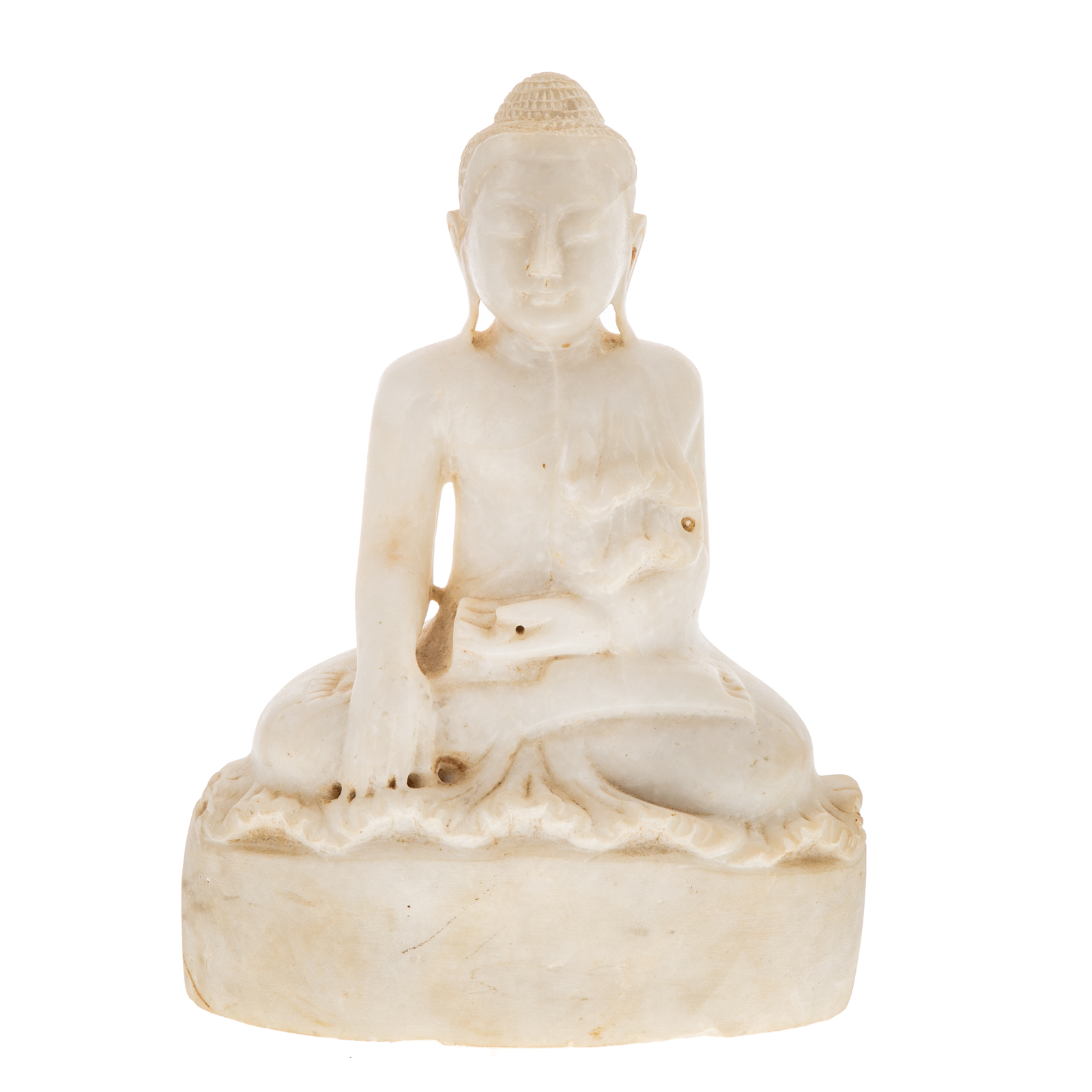 CARVED WHITE MARBLE BUDDHA 20th