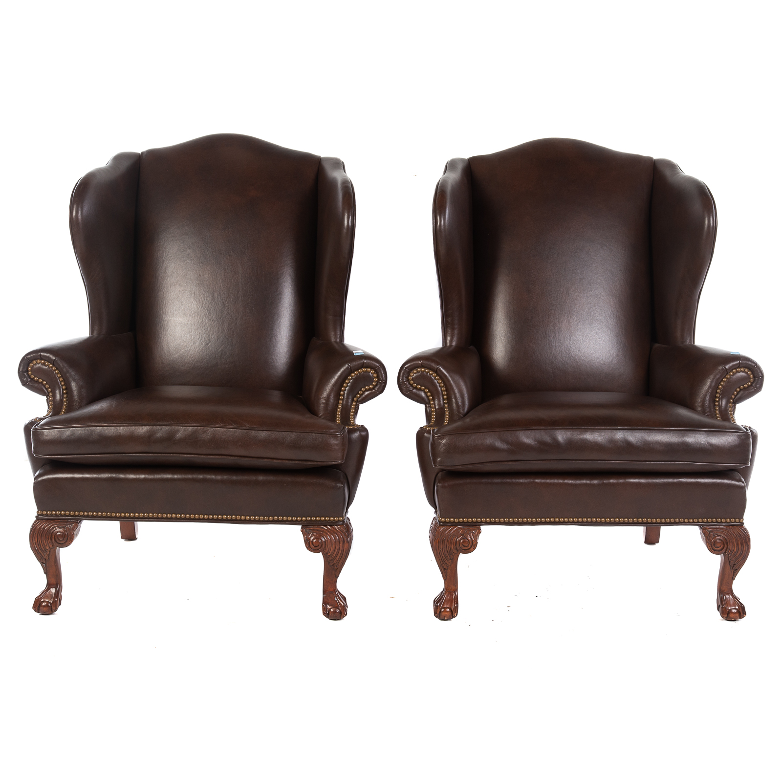 A PAIR OF ETHAN ALLEN LEATHER WING 2875a1