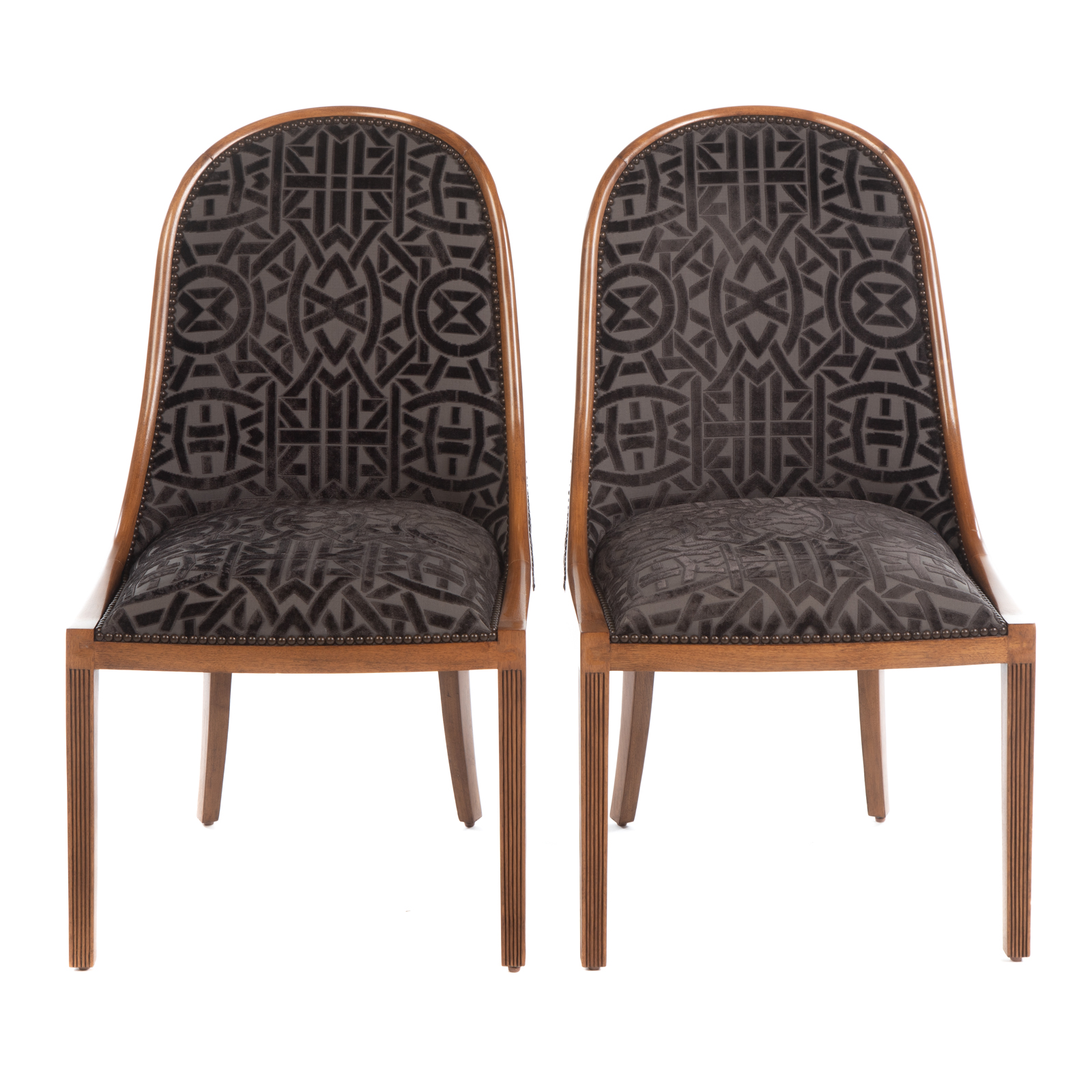 A PAIR OF ART DECO CUSTOM UPHOLSTERED 2875bd