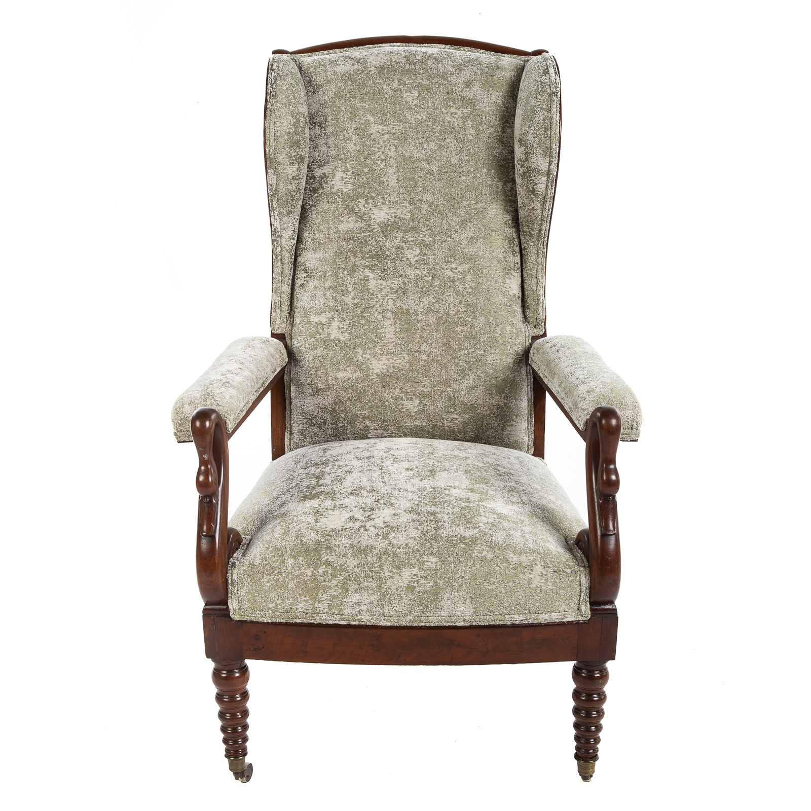 FRENCH EMPIRE STYLE WALNUT UPHOLSTERED 2875bf