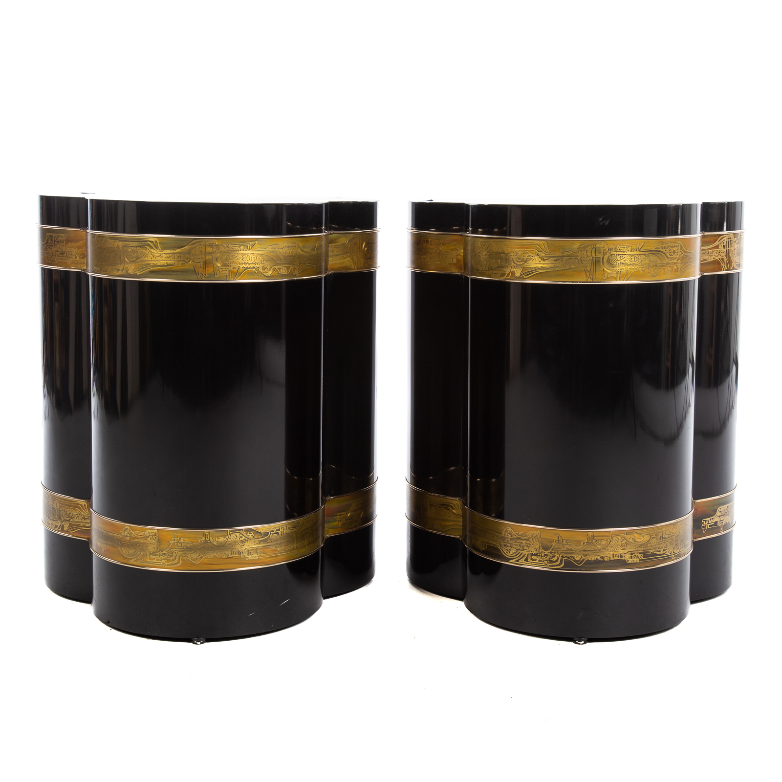 A PAIR OF BERNARD ROHNE LACQUERED