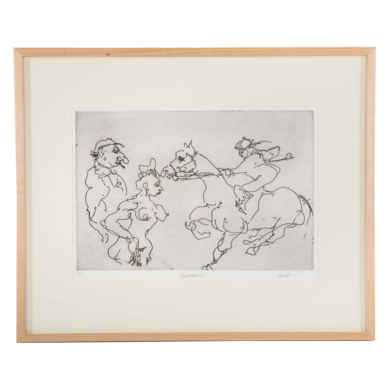 RAOUL MIDDLEMAN. "RACETRACK," ETCHING