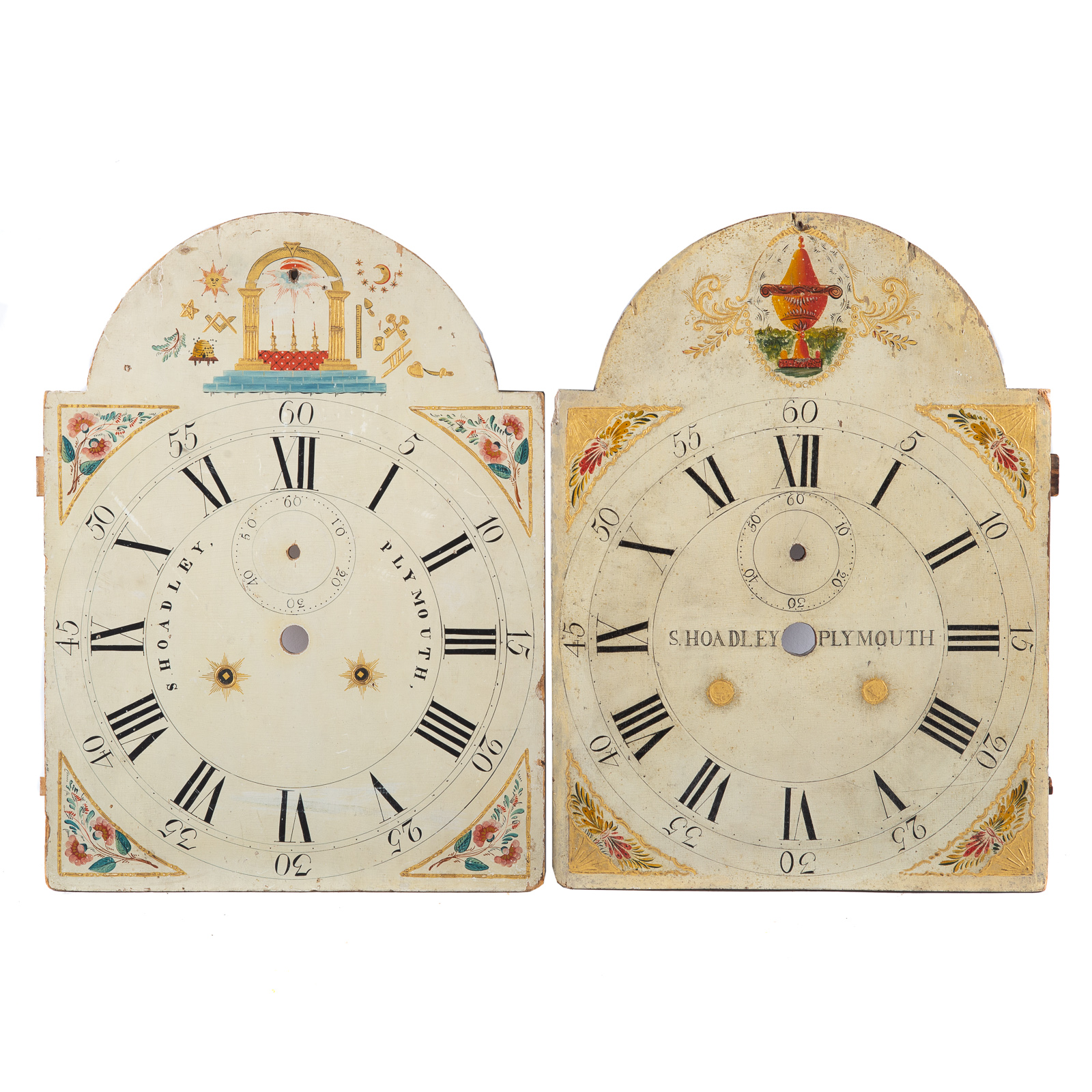 2 FEDERAL PAINTED WOOD CLOCK FACES SILAS 287868