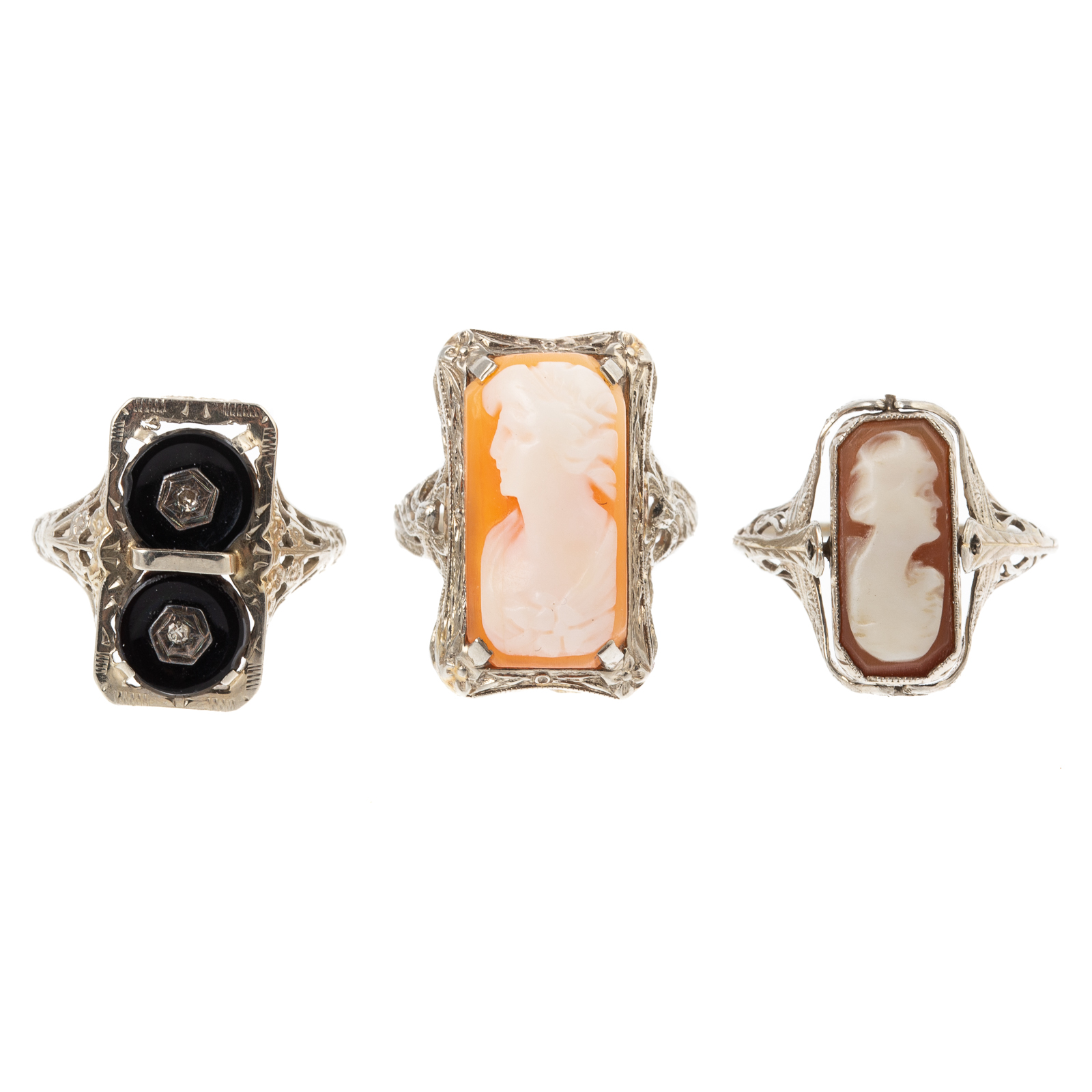 A TRIO OF VINTAGE FILIGREE RINGS