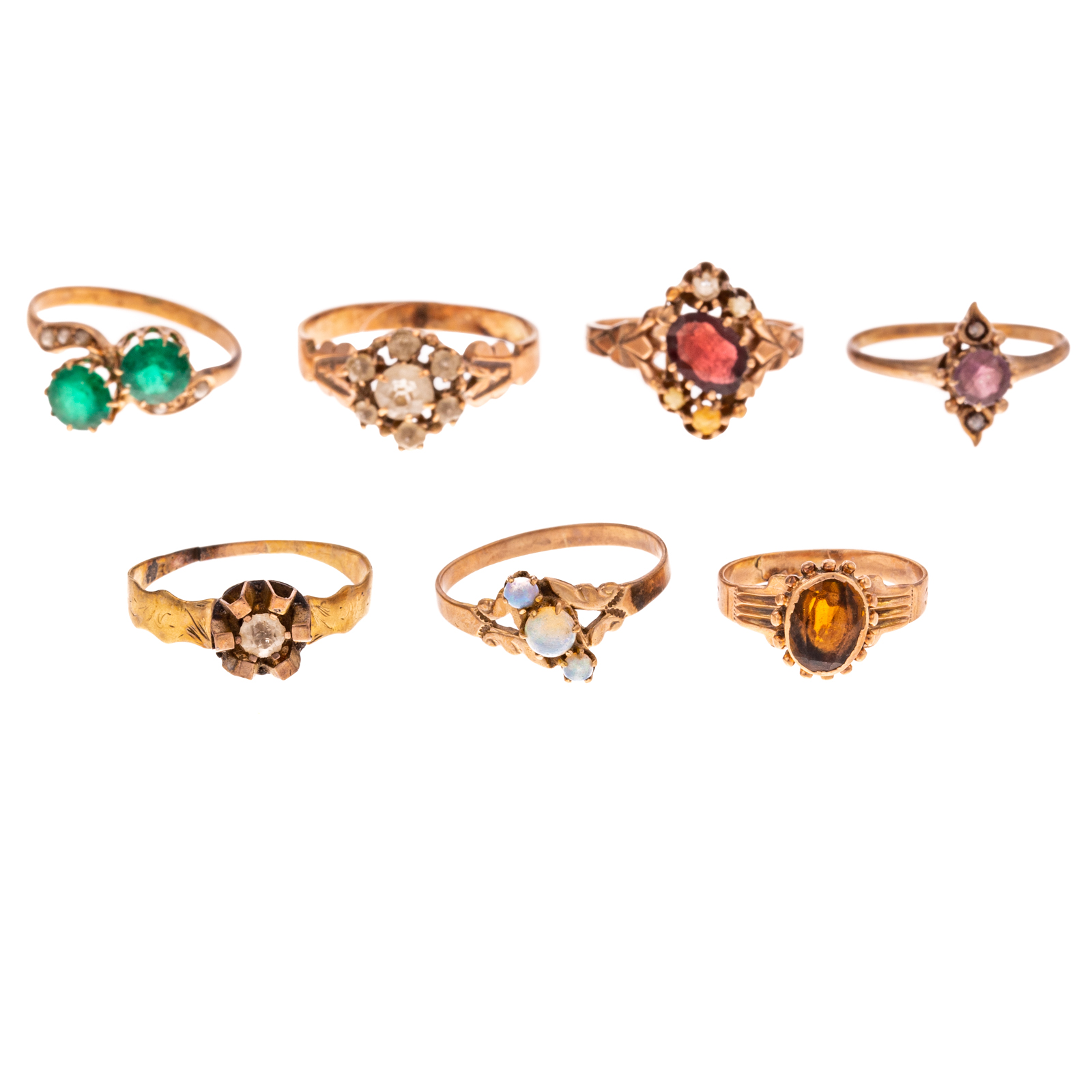 A COLLECTION OF SEVEN ANTIQUE RINGS