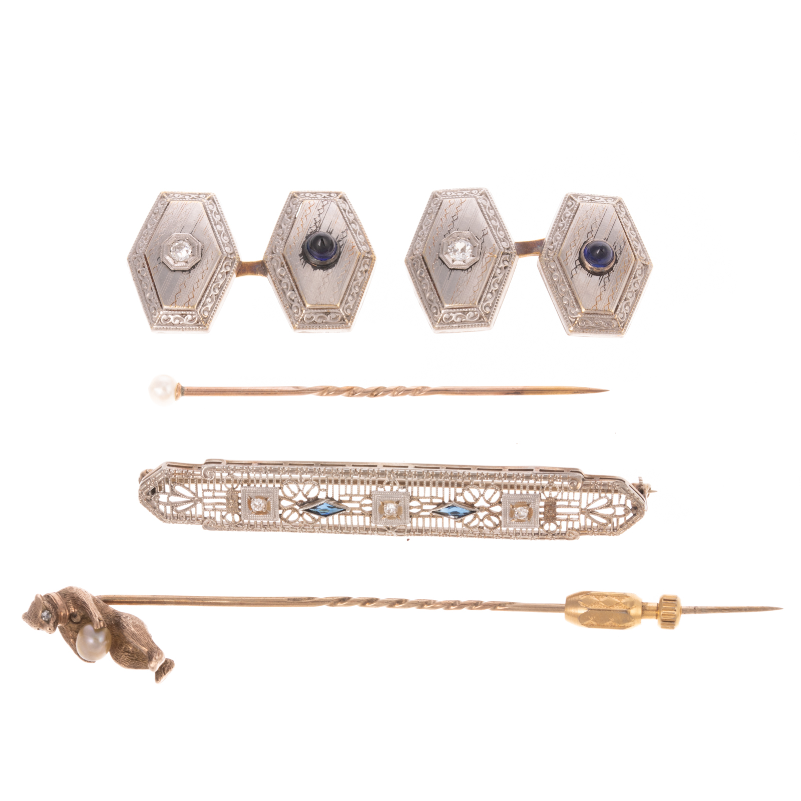 AN ASSORTMENT OF DIAMOND CUFFLINKS