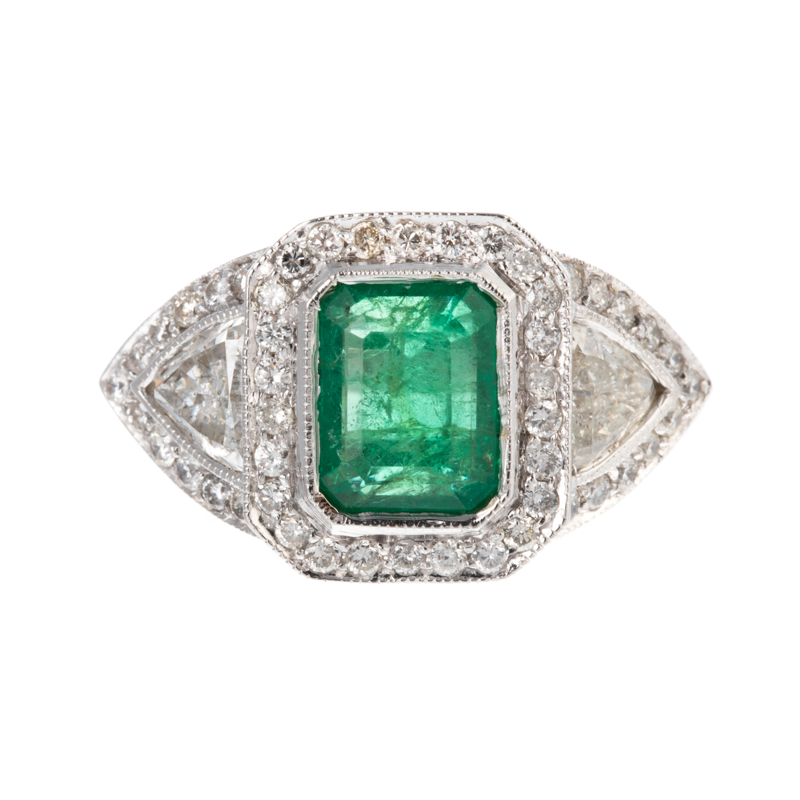 A FINE EMERALD DIAMOND RING IN 287937