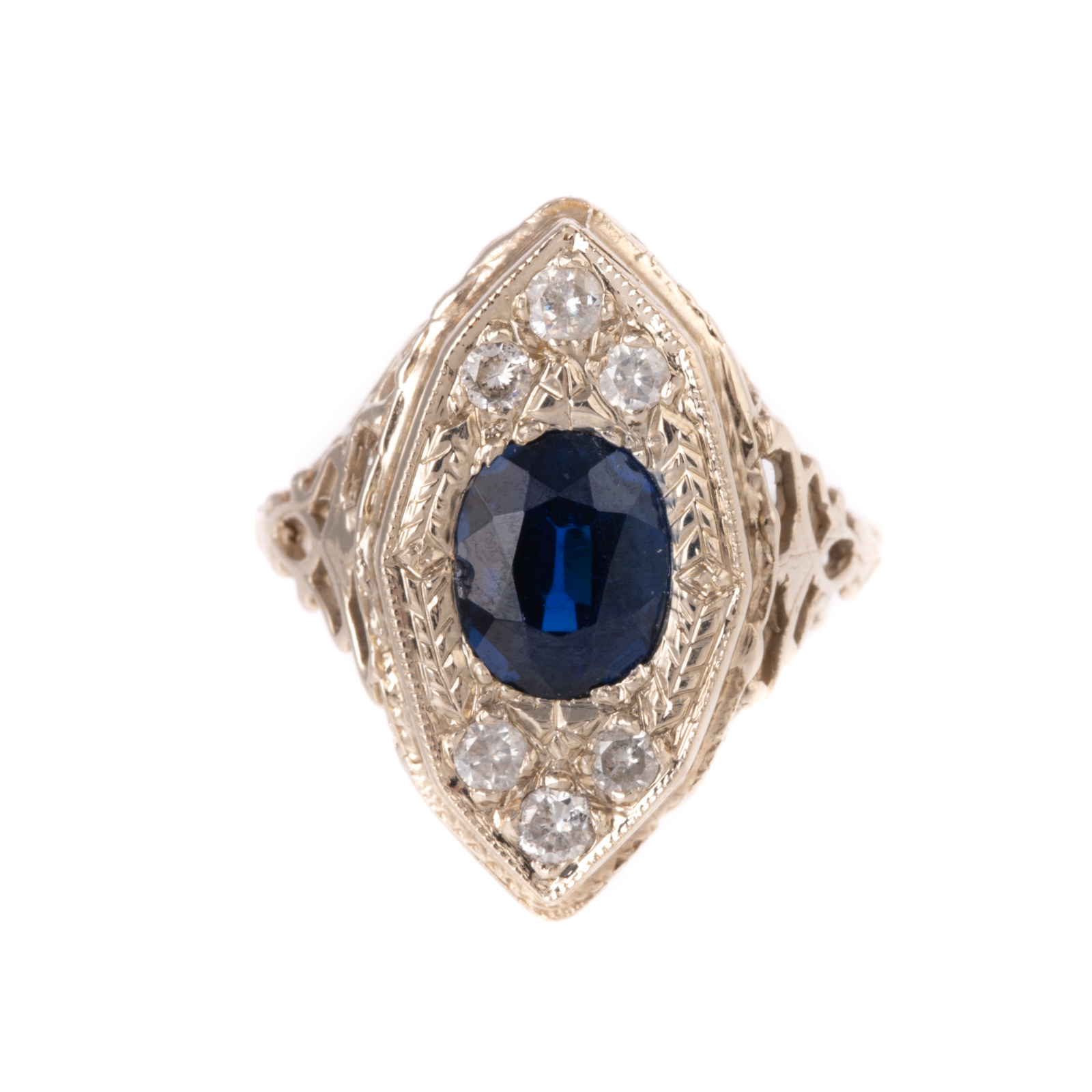 A GEMSTONE DIAMOND FILIGREE RING 287938