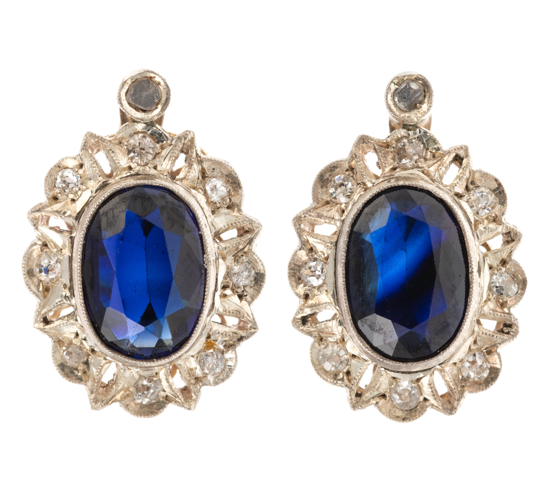 A PAIR OF 14K SILVER SAPPHIRE 28794a